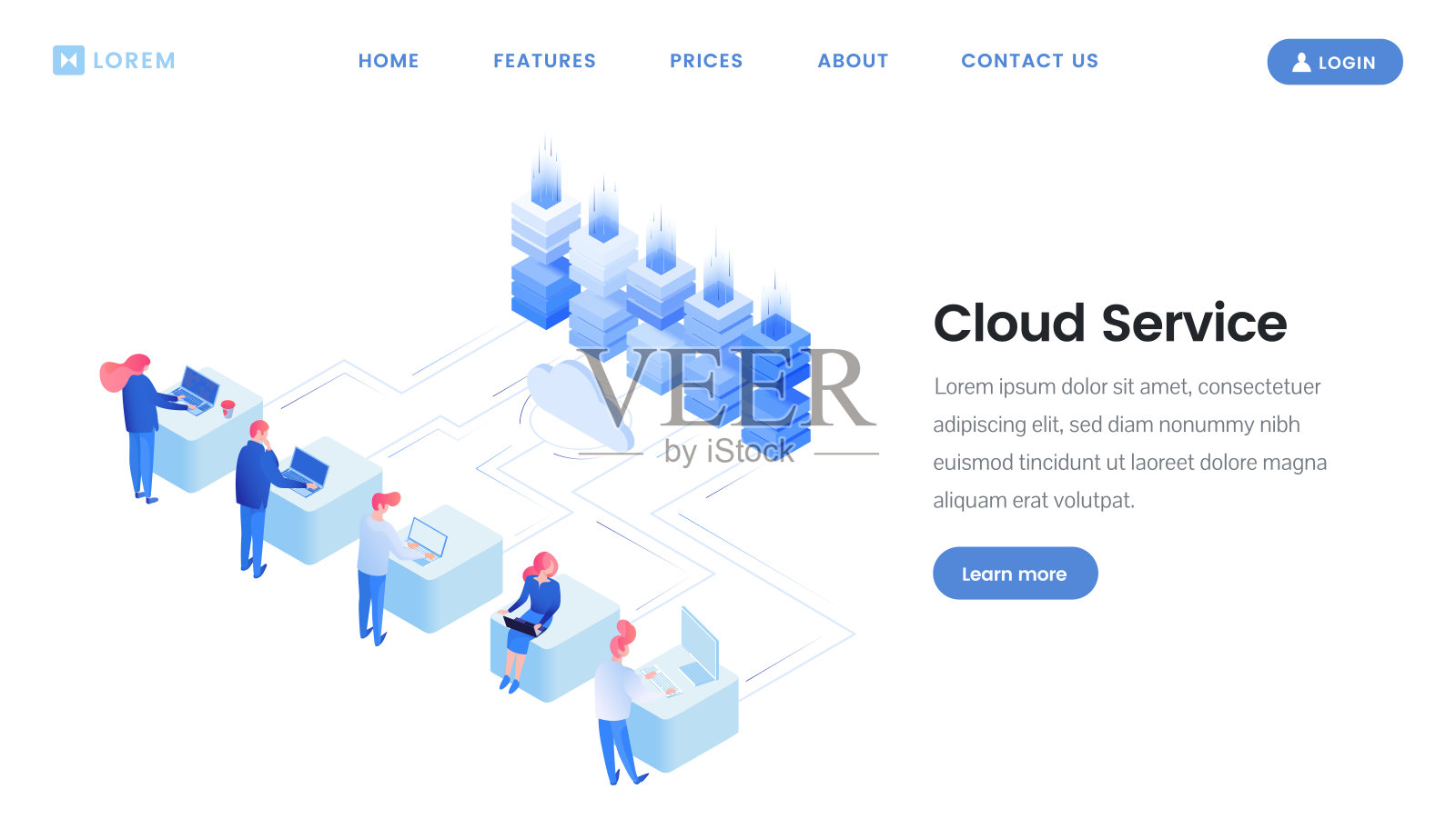 云服务登陆页面矢量模板插画图片素材