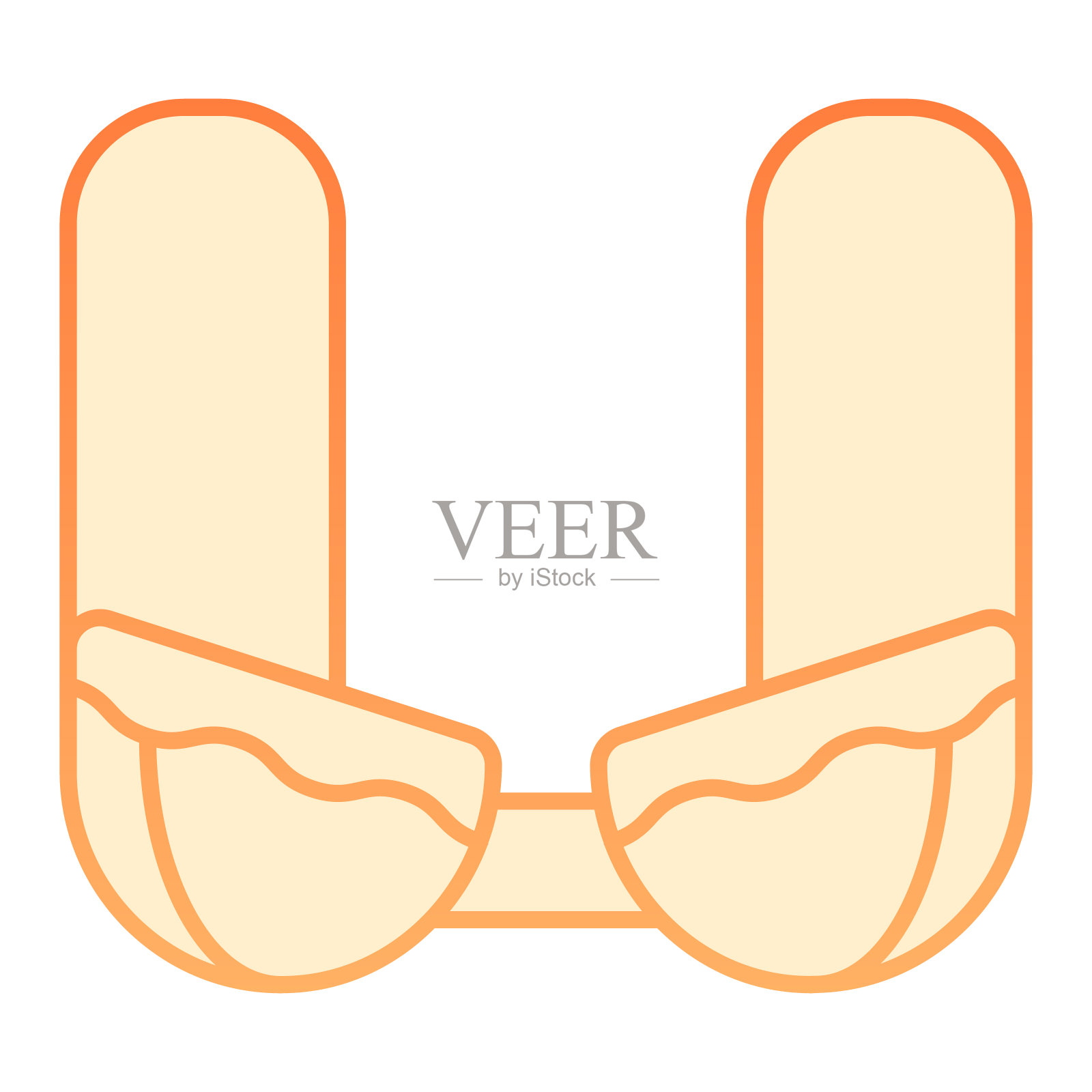 胸罩平图标。女士胸罩橙色图标在时尚的平面风格。女性内衣渐变风格设计，专为网页和应用设计。Eps 10。插画图片素材