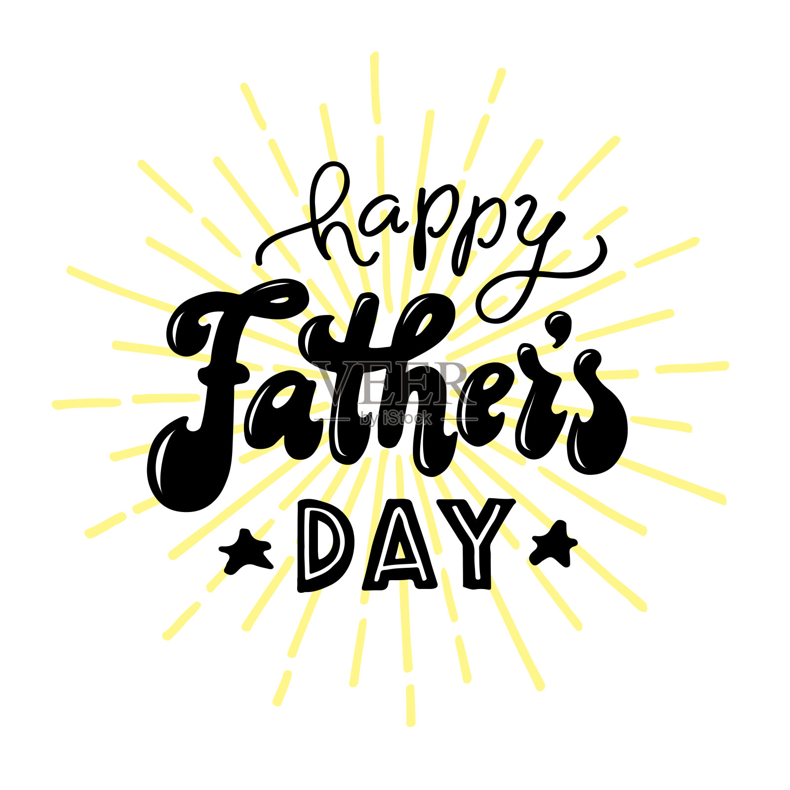 用70年代风格问候父亲节快乐。贺卡的手绘字体。问候爸爸。男人的节日。插画图片素材