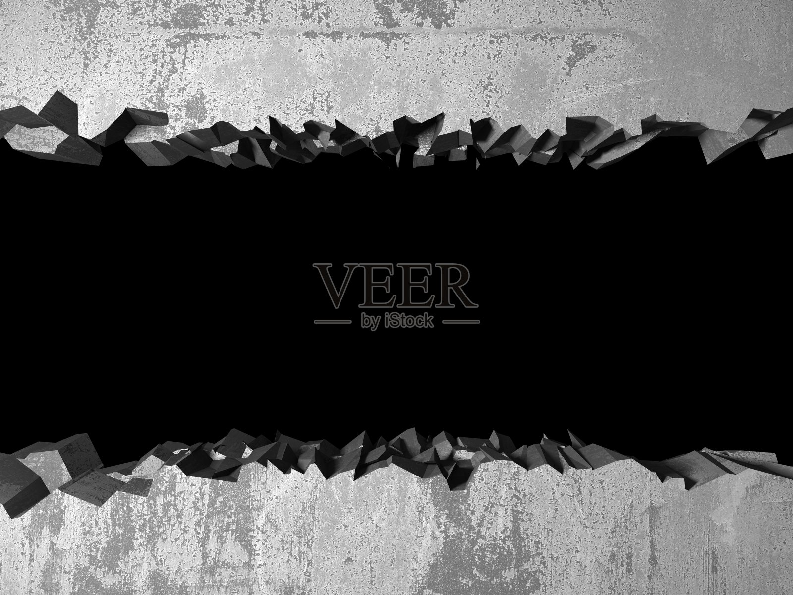 混凝土墙上有一个黑色的裂缝和破洞照片摄影图片