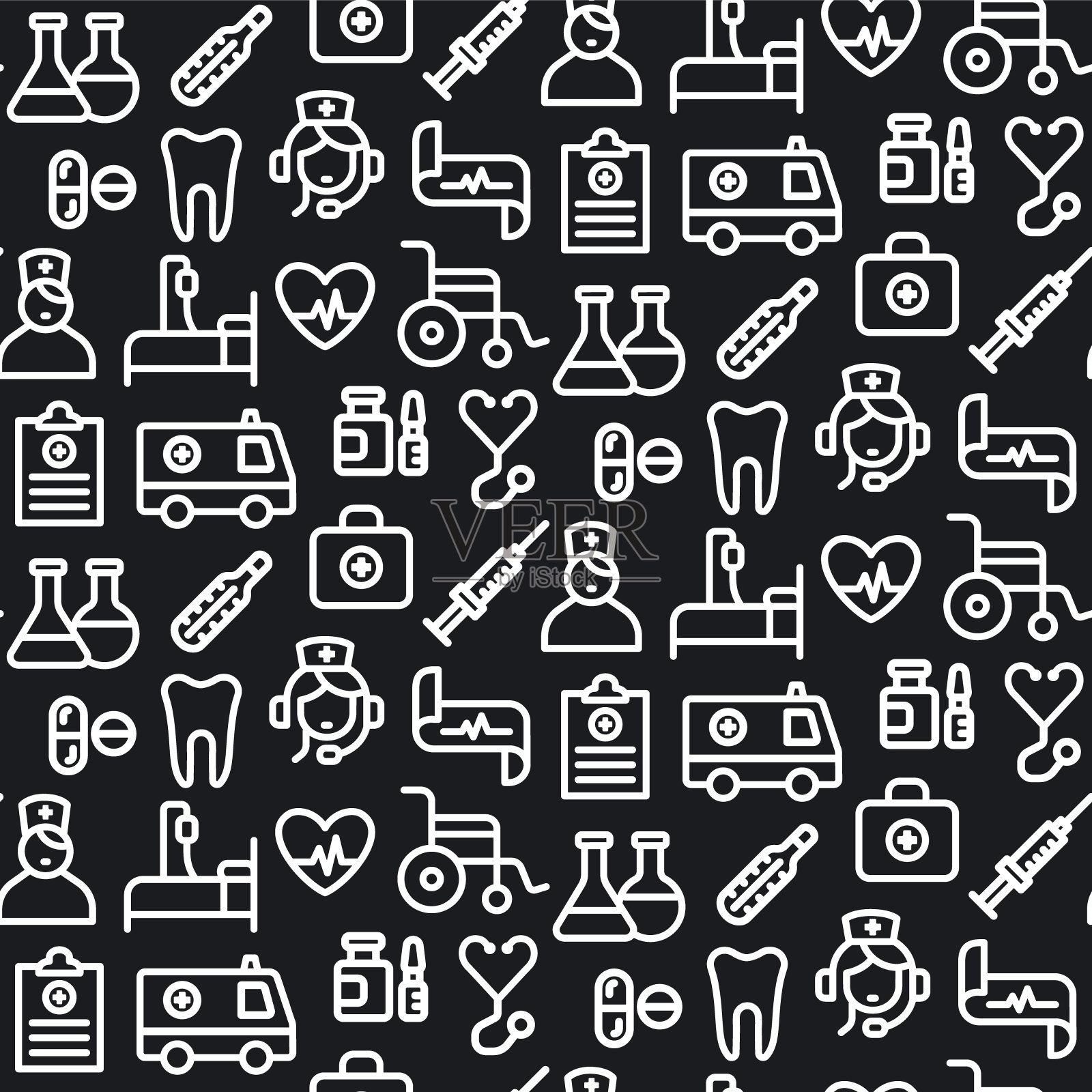 医学无缝模式图标素材