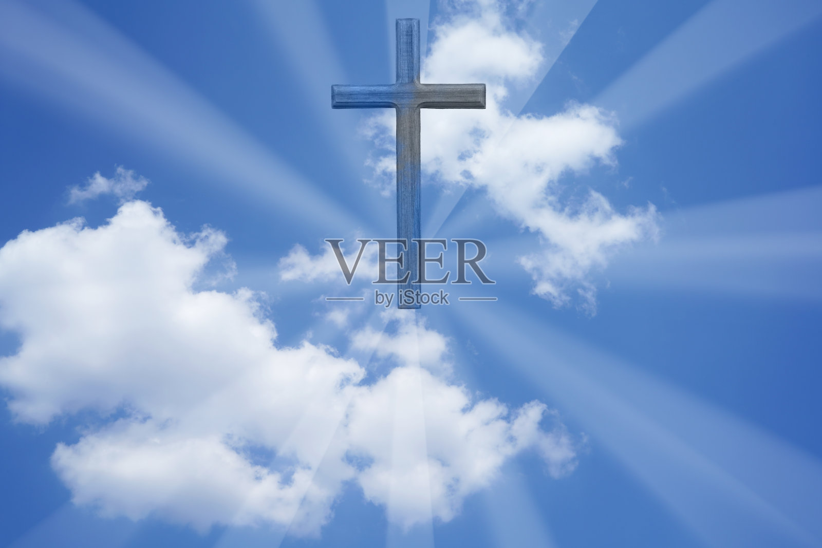 十字架和蓝天与白云在晴天为背景和灵感照片摄影图片