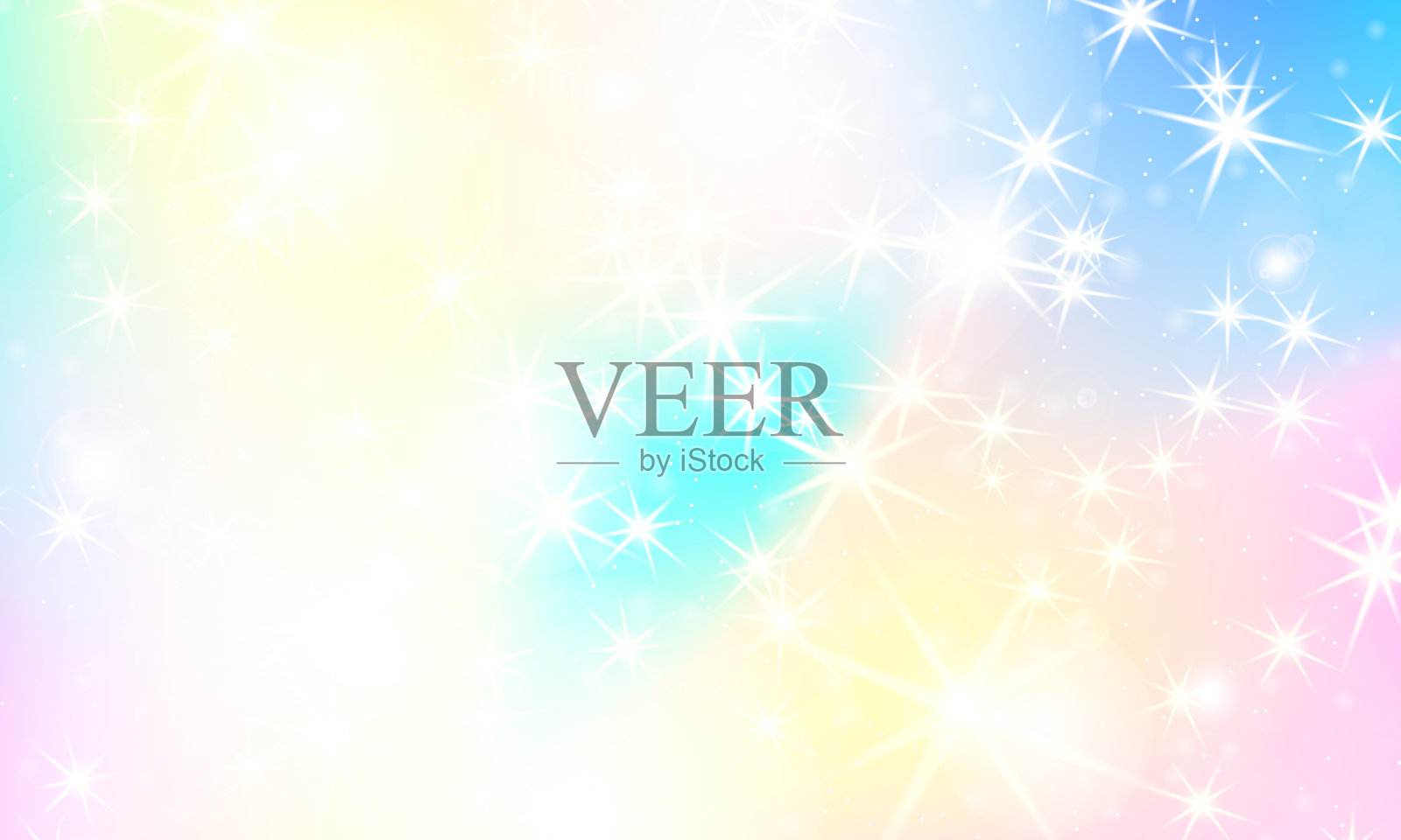 独角兽彩虹背景。全息的天空插画图片素材