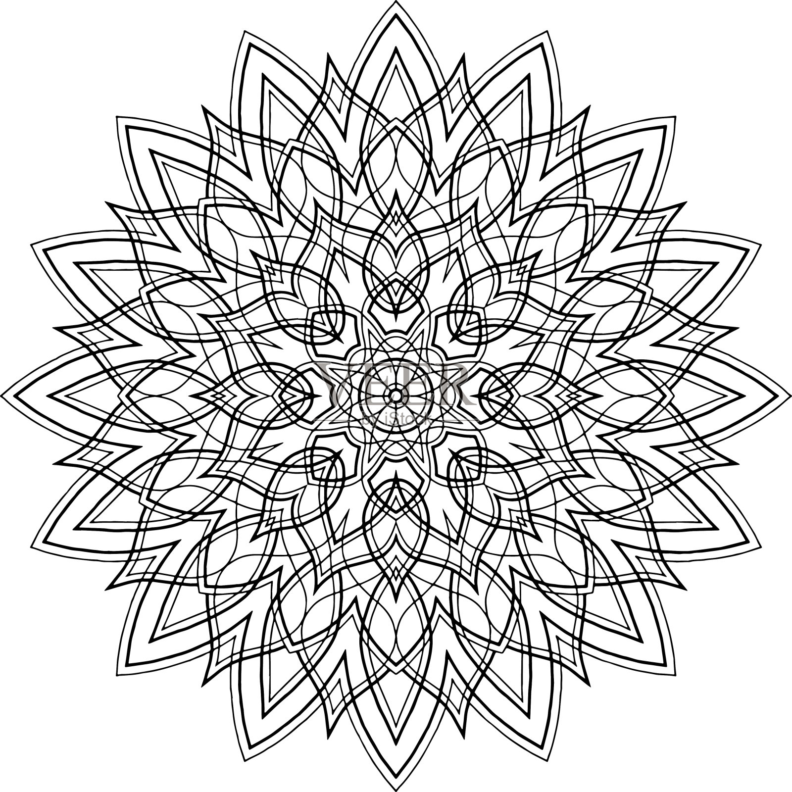 图曼陀罗为着色涂鸦素描插画图片素材