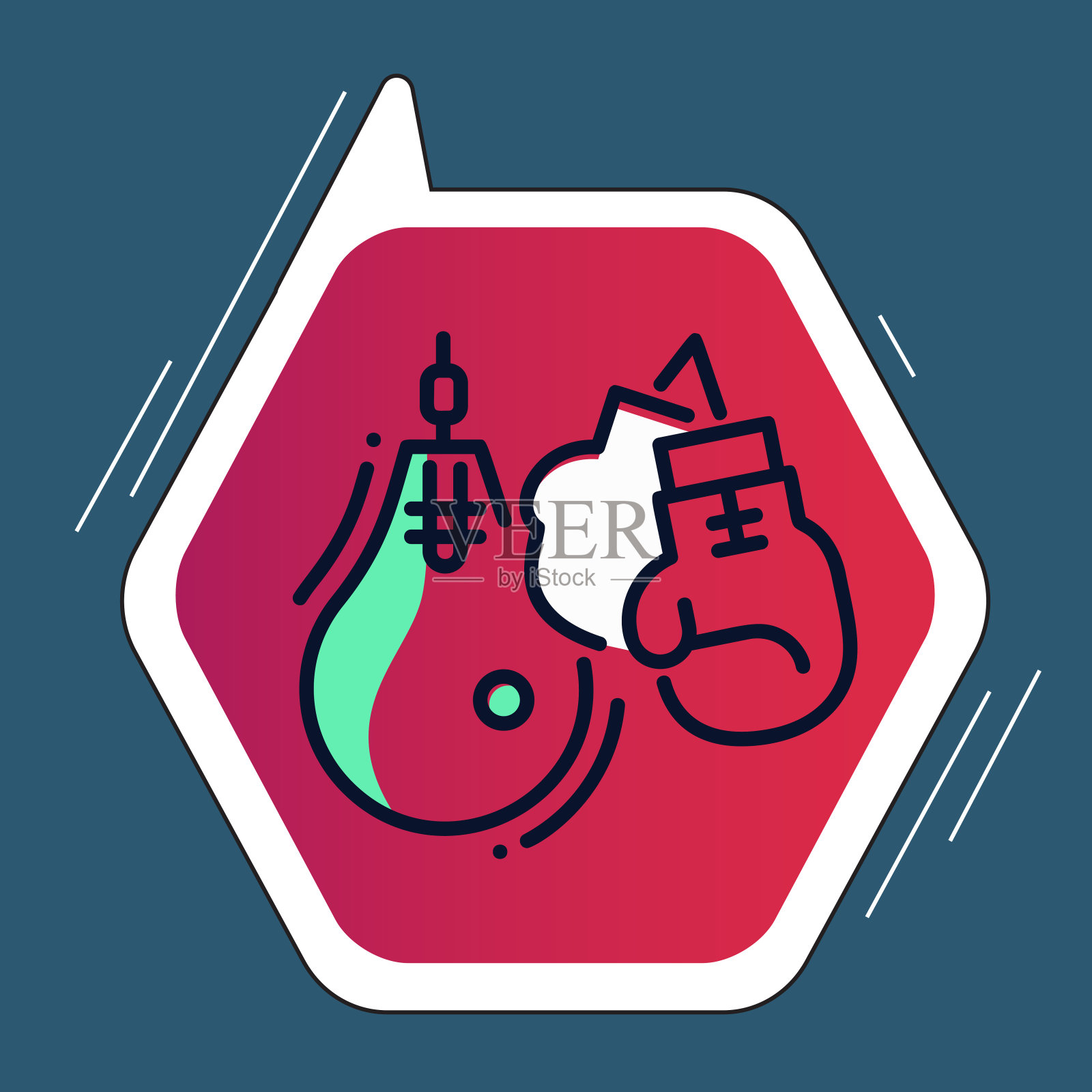 拳击手套粉碎，红色拳击手套图标-插图插画图片素材