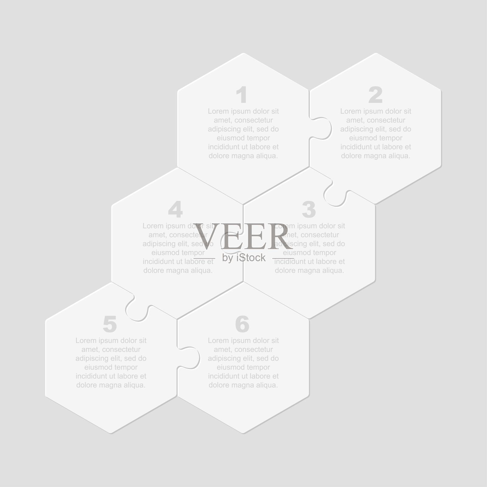 六块拼图七巧板六边形信息图形插画图片素材