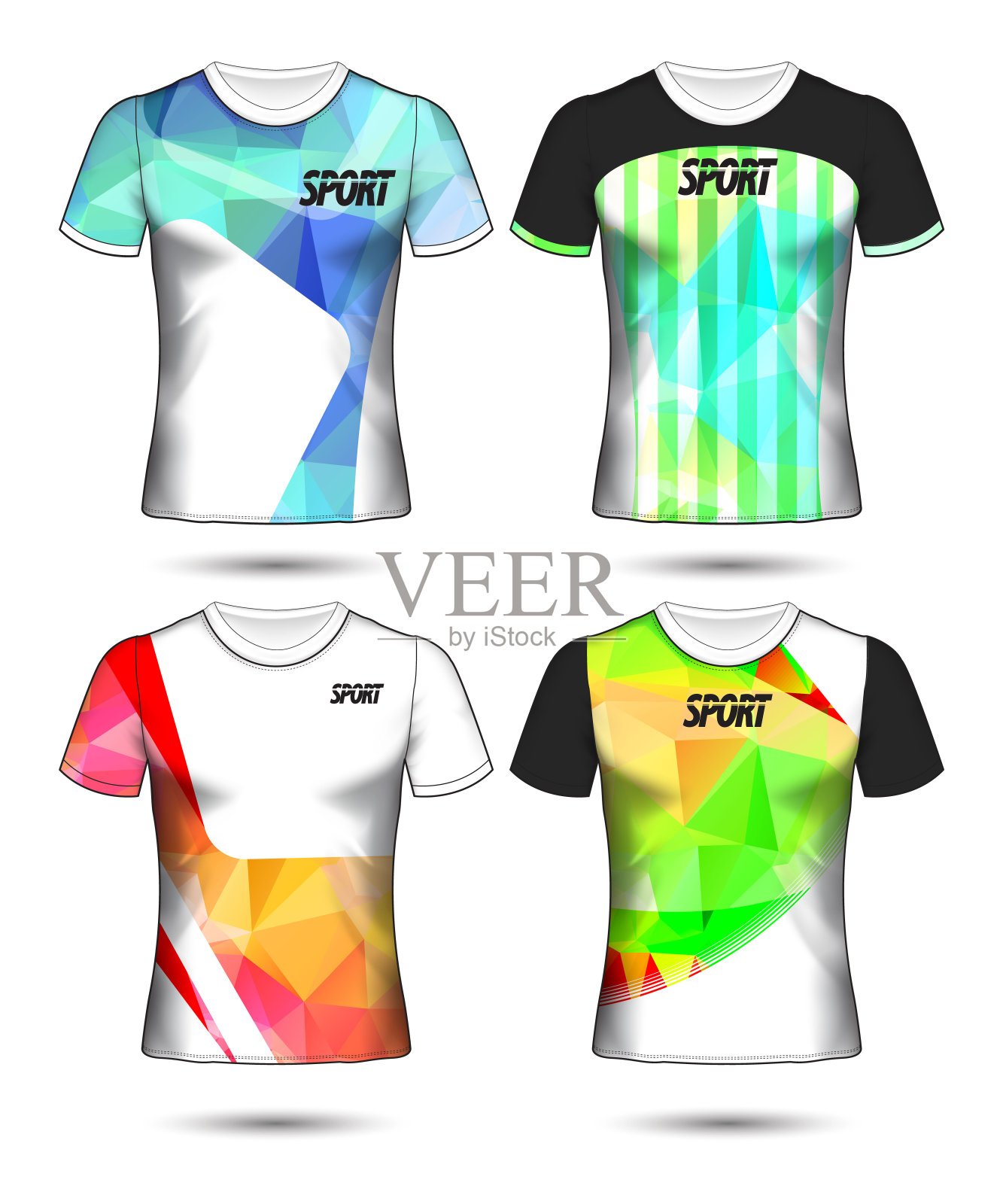 一套足球或足球球衣模板t恤风格，设计你的足球俱乐部矢量插图插画图片素材