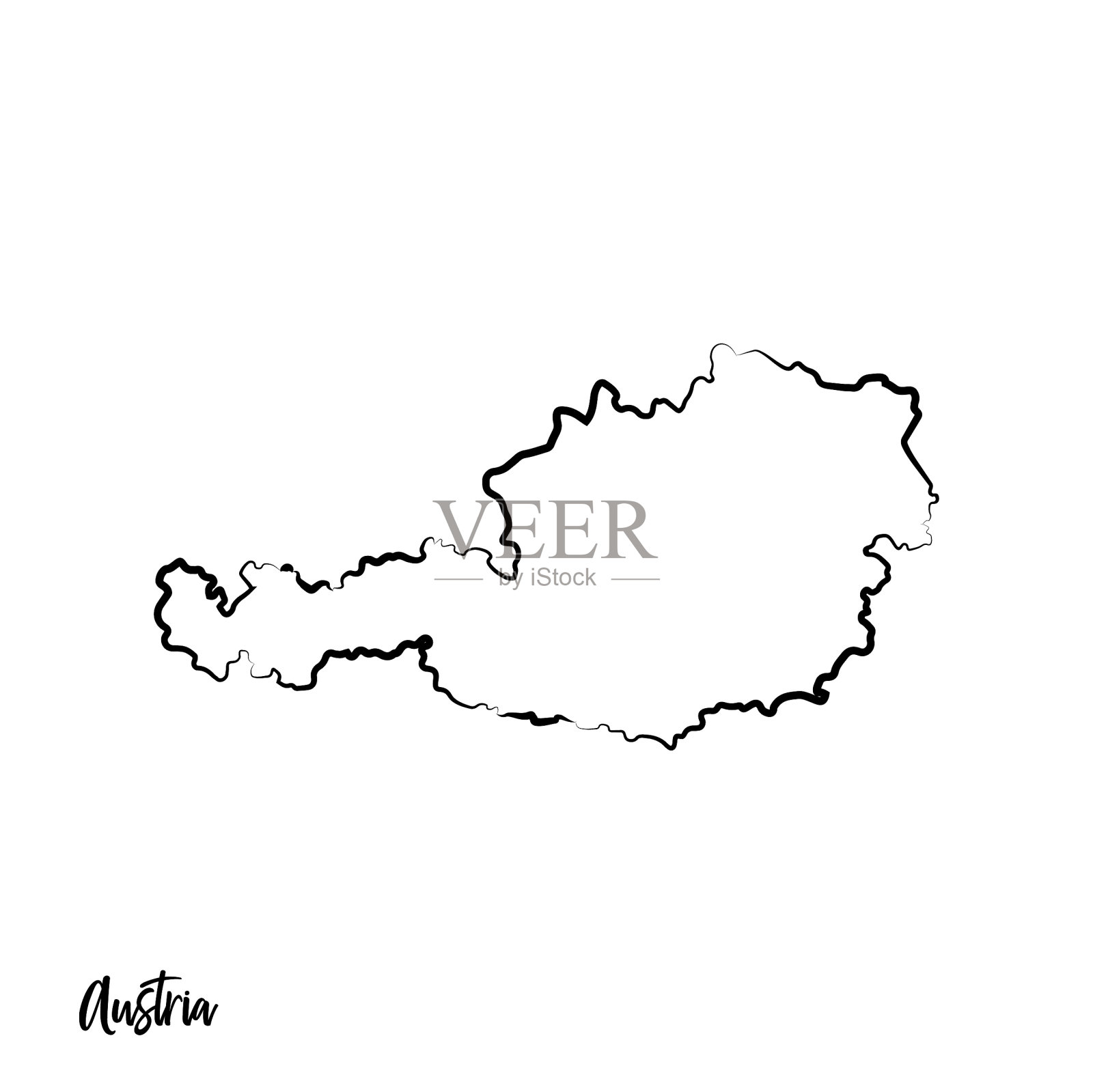 奥地利孤立的黑色地图轮廓插画图片素材