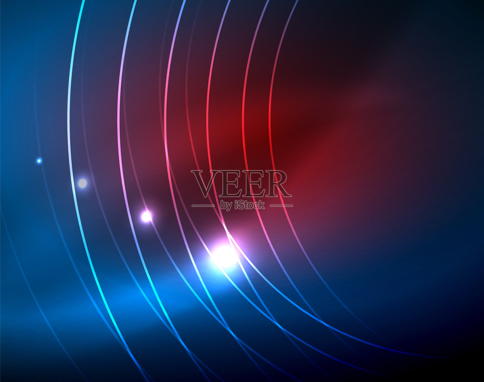 蓝色氖圆，抽象的圆线。发光的圆形抽象图案背景插画图片素材