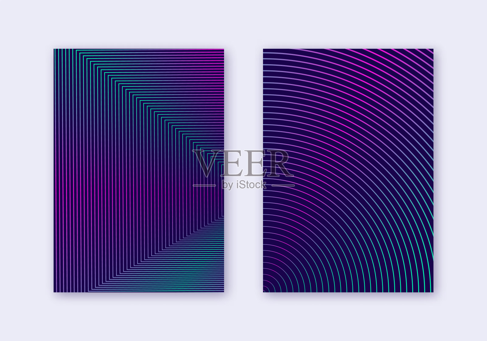 封面设计模板集。现代抽象线条b插画图片素材