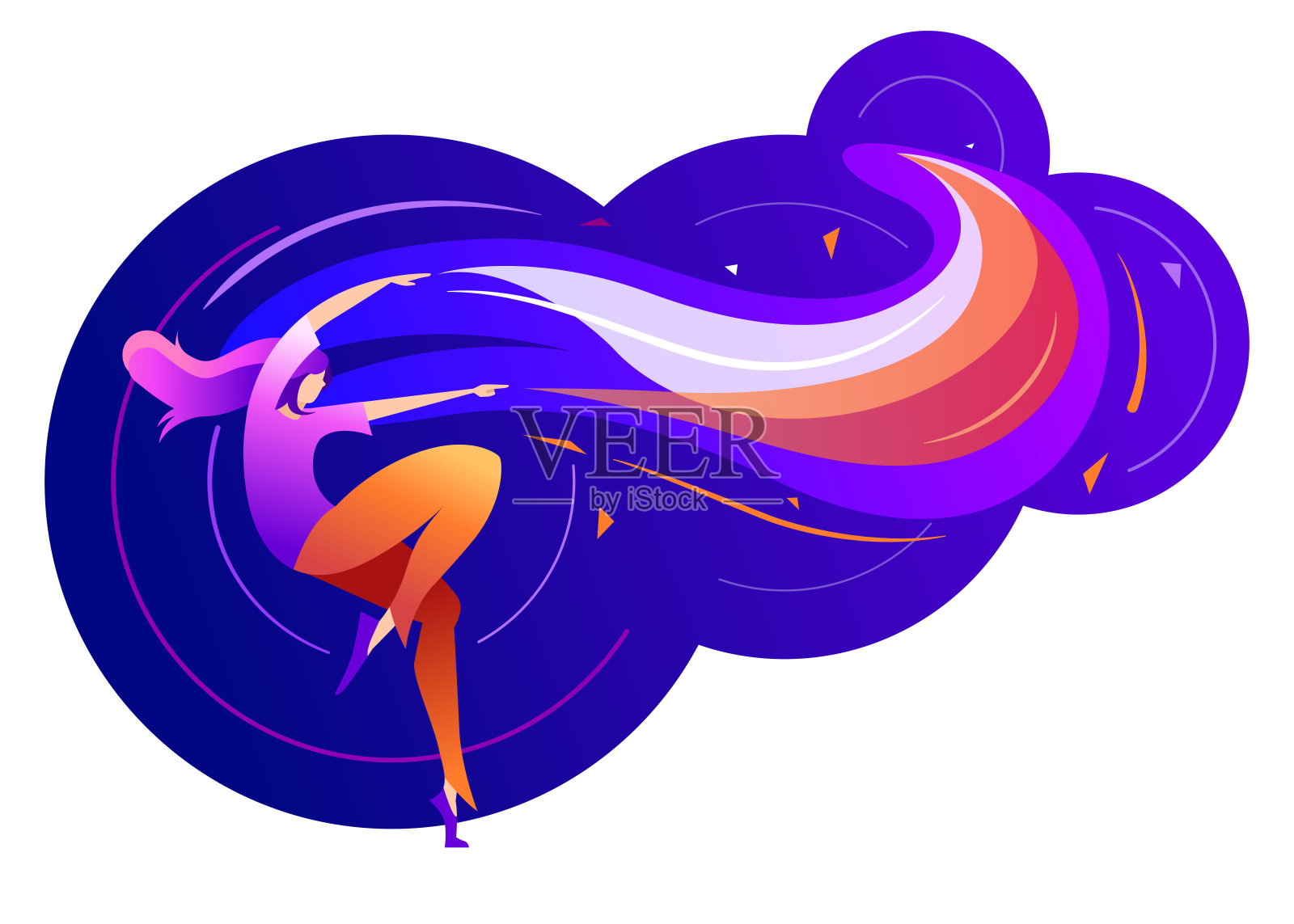 魔术师女孩在行动插画图片素材