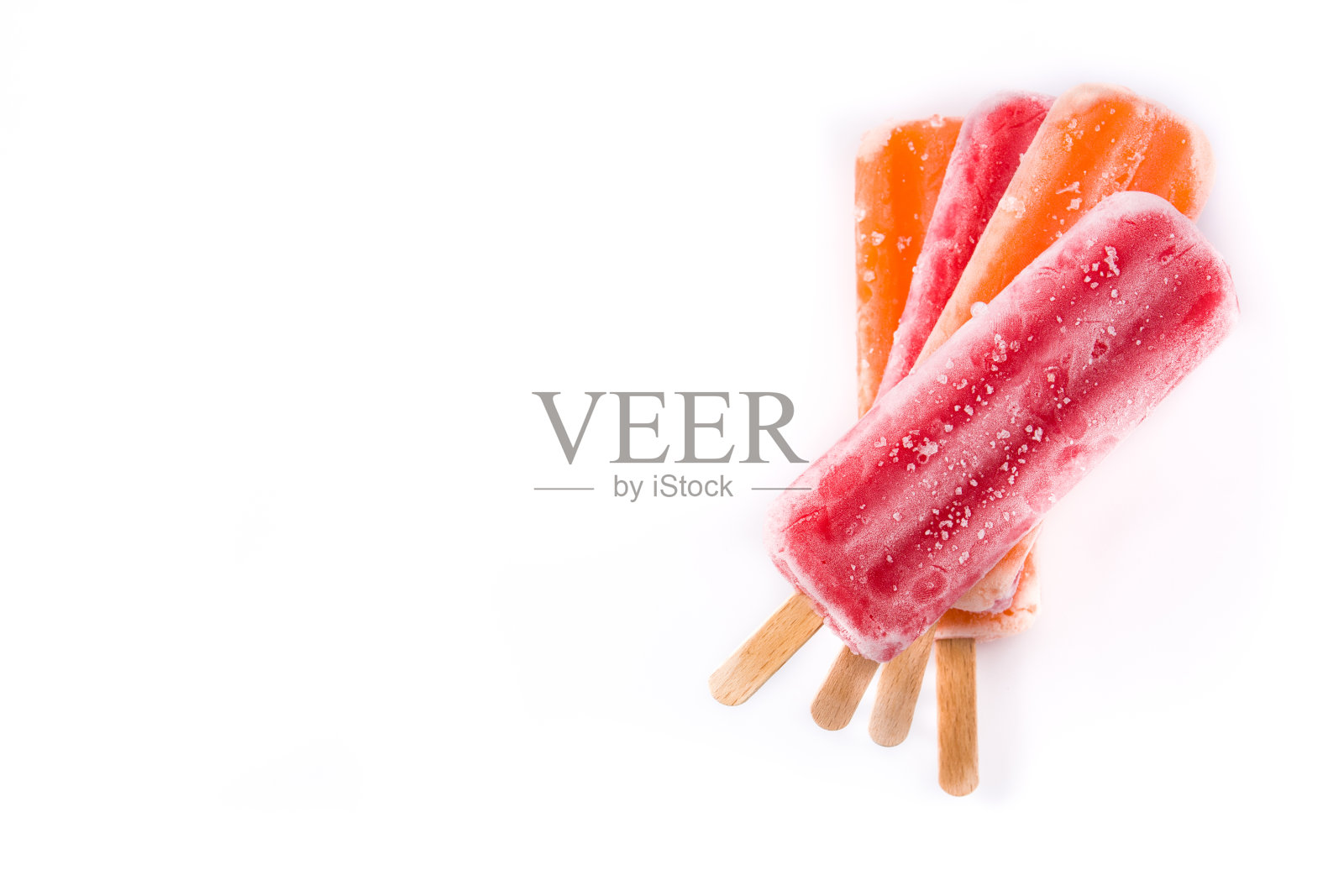 橘子和草莓冰棒照片摄影图片