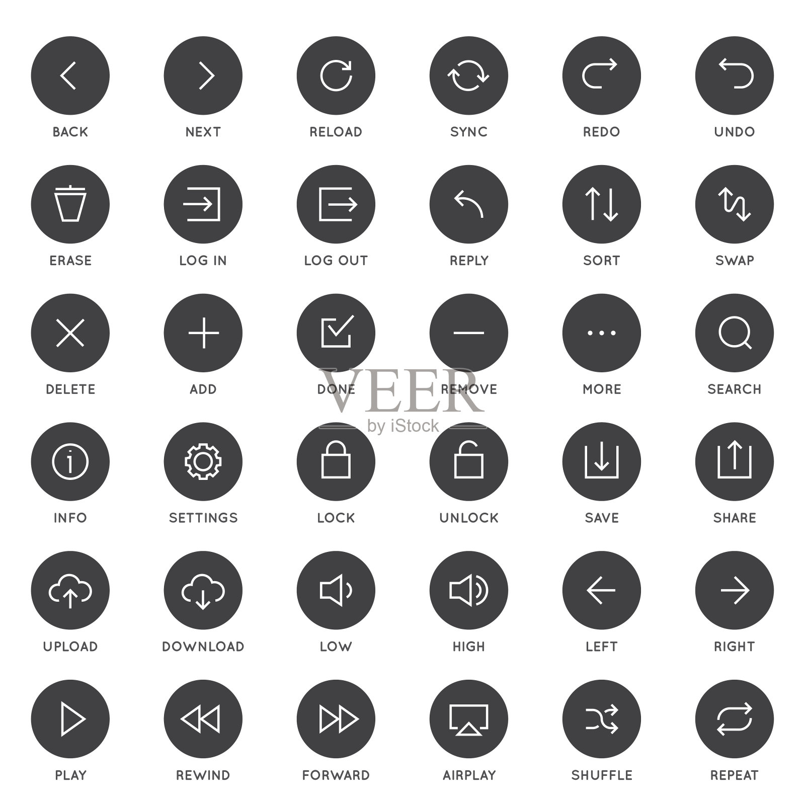系统用户界面(UI)矢量图标集。高质量的最小排列图标的所有目的。图标素材