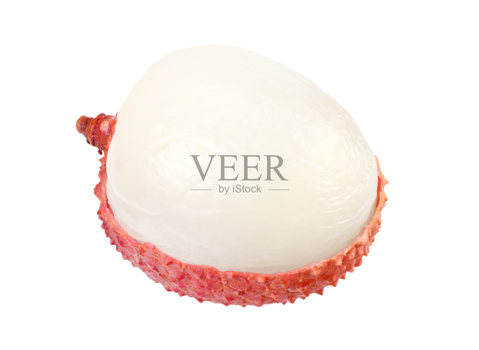 一个新鲜的荔枝孤立在白色的背景。宏照片摄影图片