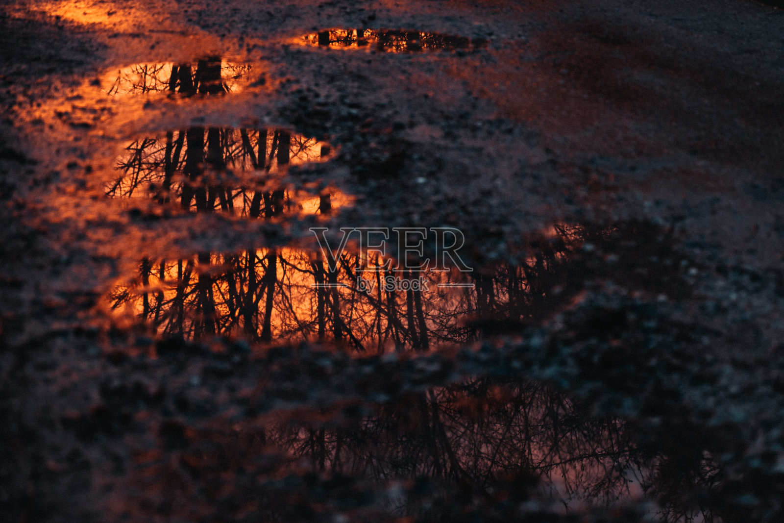 密歇根州日落的倒影照片摄影图片