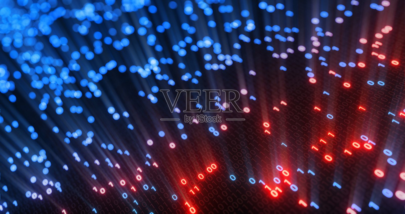 黑客红蓝数字二进制码矩阵01背景。黑客、暗网、矩阵、数字数据码安全技术概念。三维渲染照片摄影图片