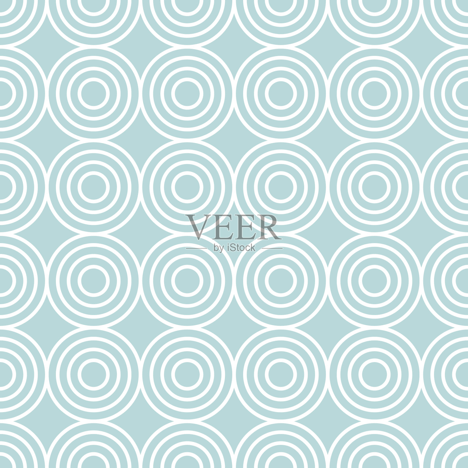 圆无缝模式的白色线形状与菱形在浅蓝色的背景。插画图片素材