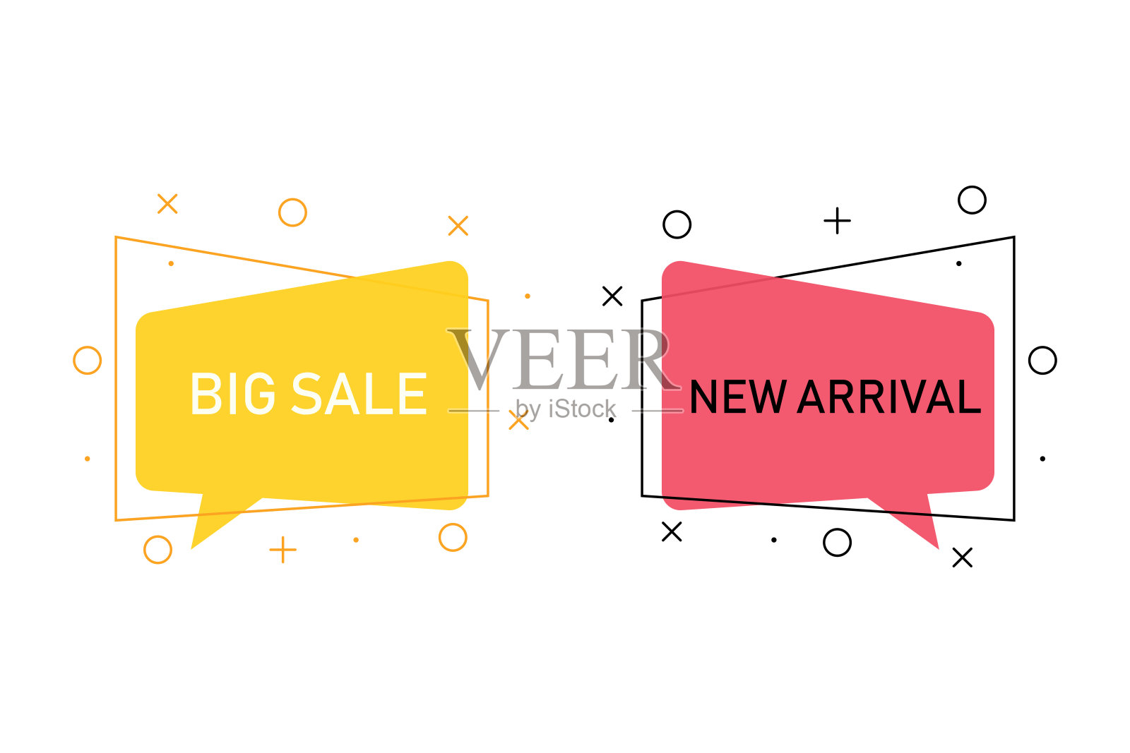 横幅漫画设计推广丝带在时尚的海报上孤立的白色背景。每股收益10设计元素图片