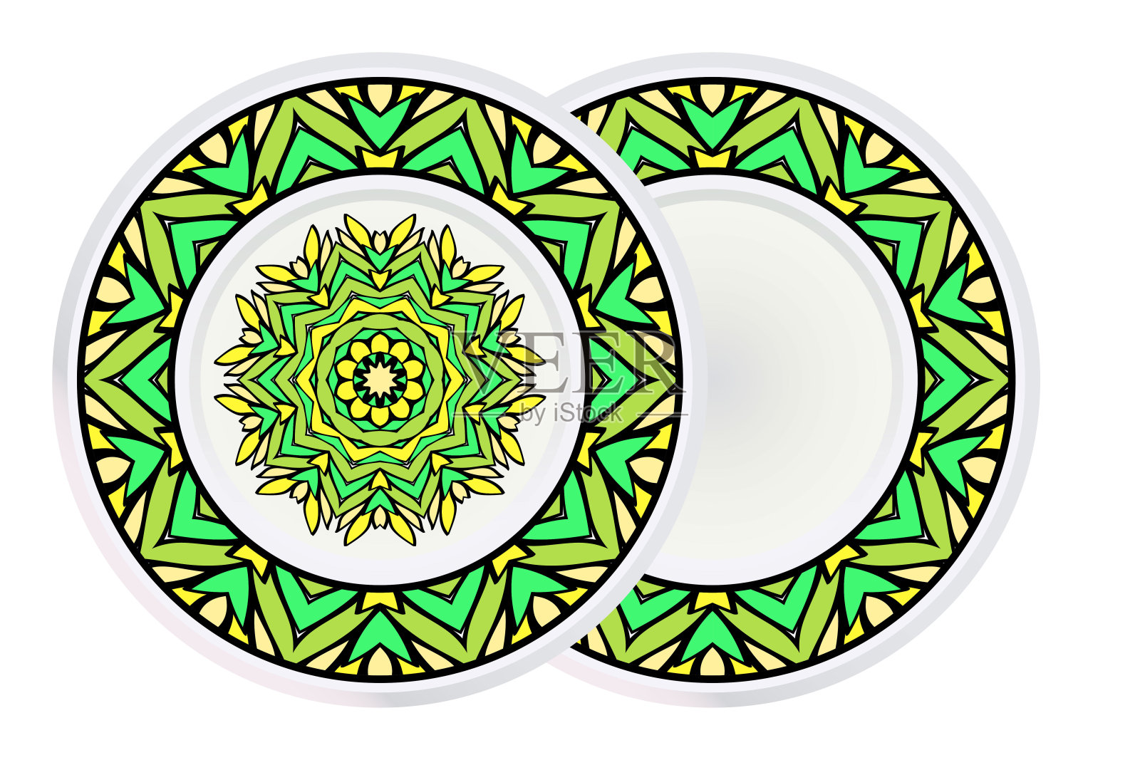 曼荼罗和圆形框架的集合。抽象的圆形矢量插图。抗应激治疗模式插画图片素材
