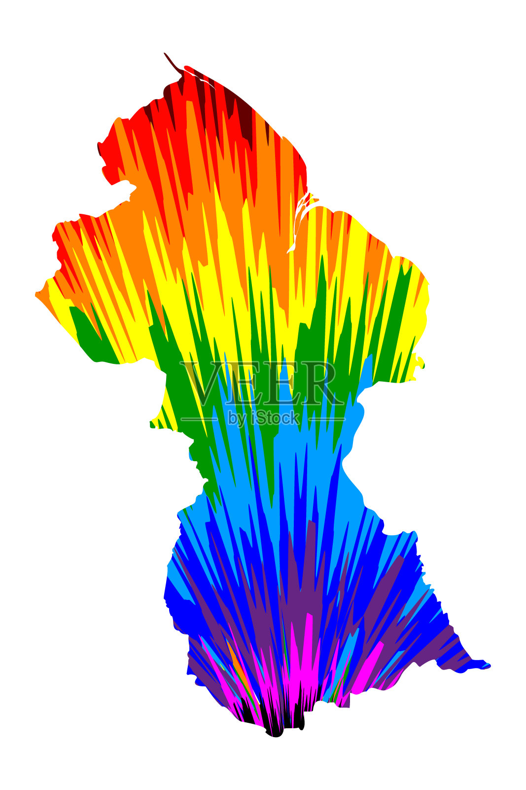 圭亚那地图是设计彩虹抽象多彩的图案插画图片素材