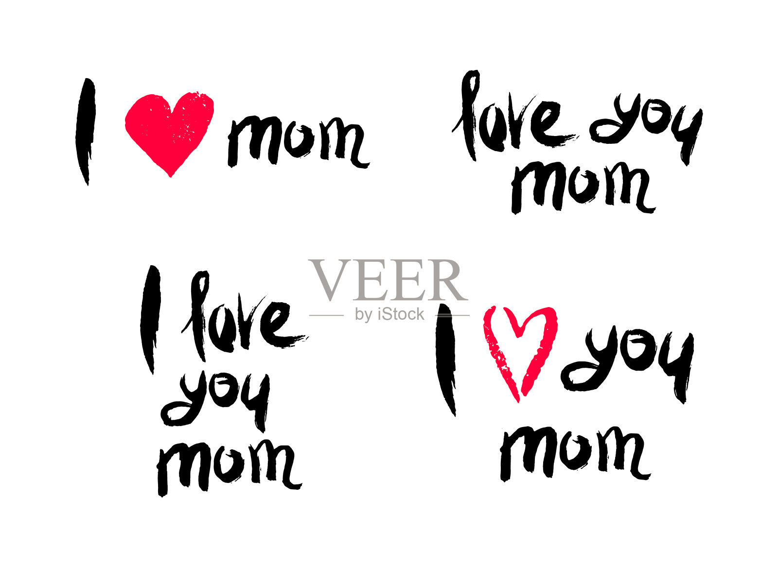 一套手写的母亲节徽章插画图片素材