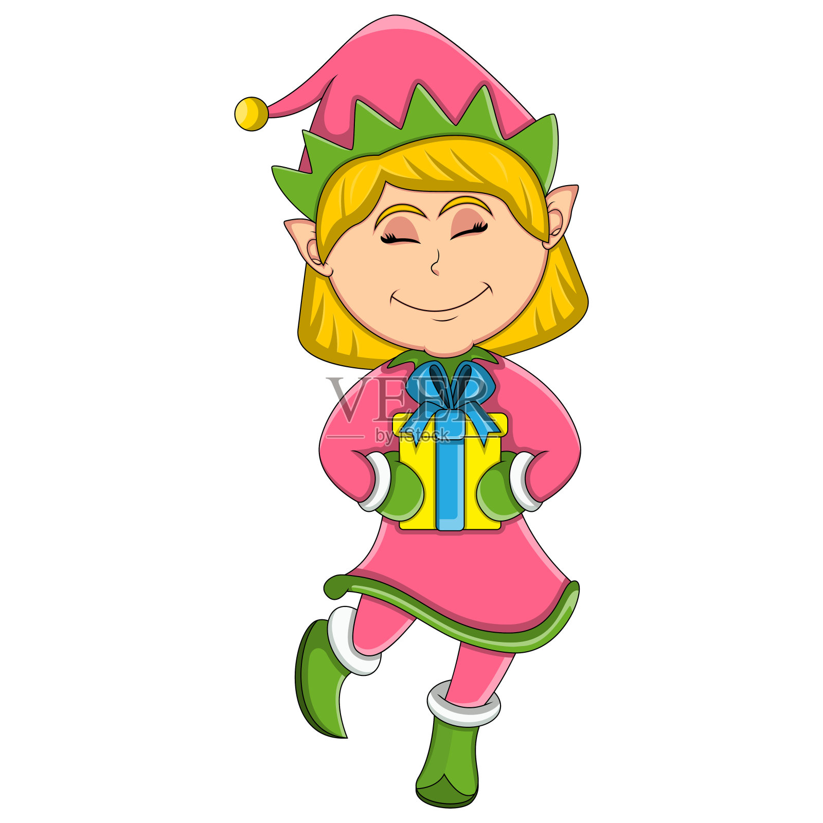 圣诞小精灵-女孩卡通设计元素图片