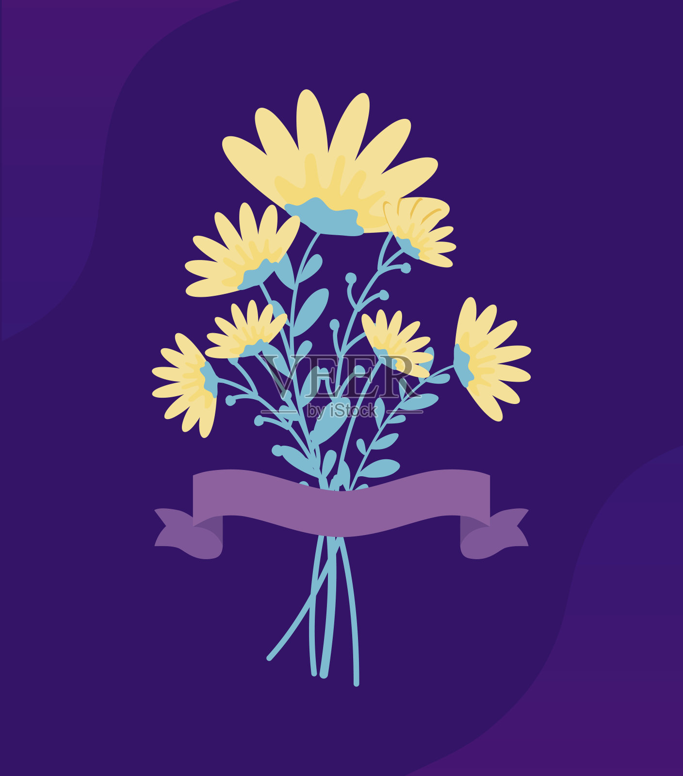 带丝带的花束插画图片素材