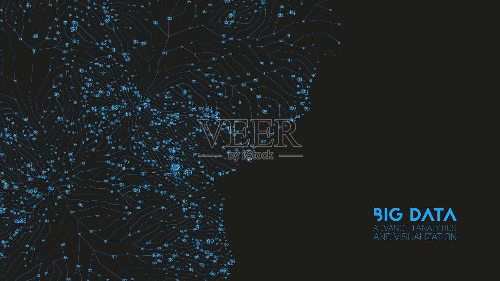 向量抽象彩色图大数据信息连接可视化。社交网络，复杂的财务分析数据库。视觉信息复杂性澄清。复杂的数据云插画图片素材