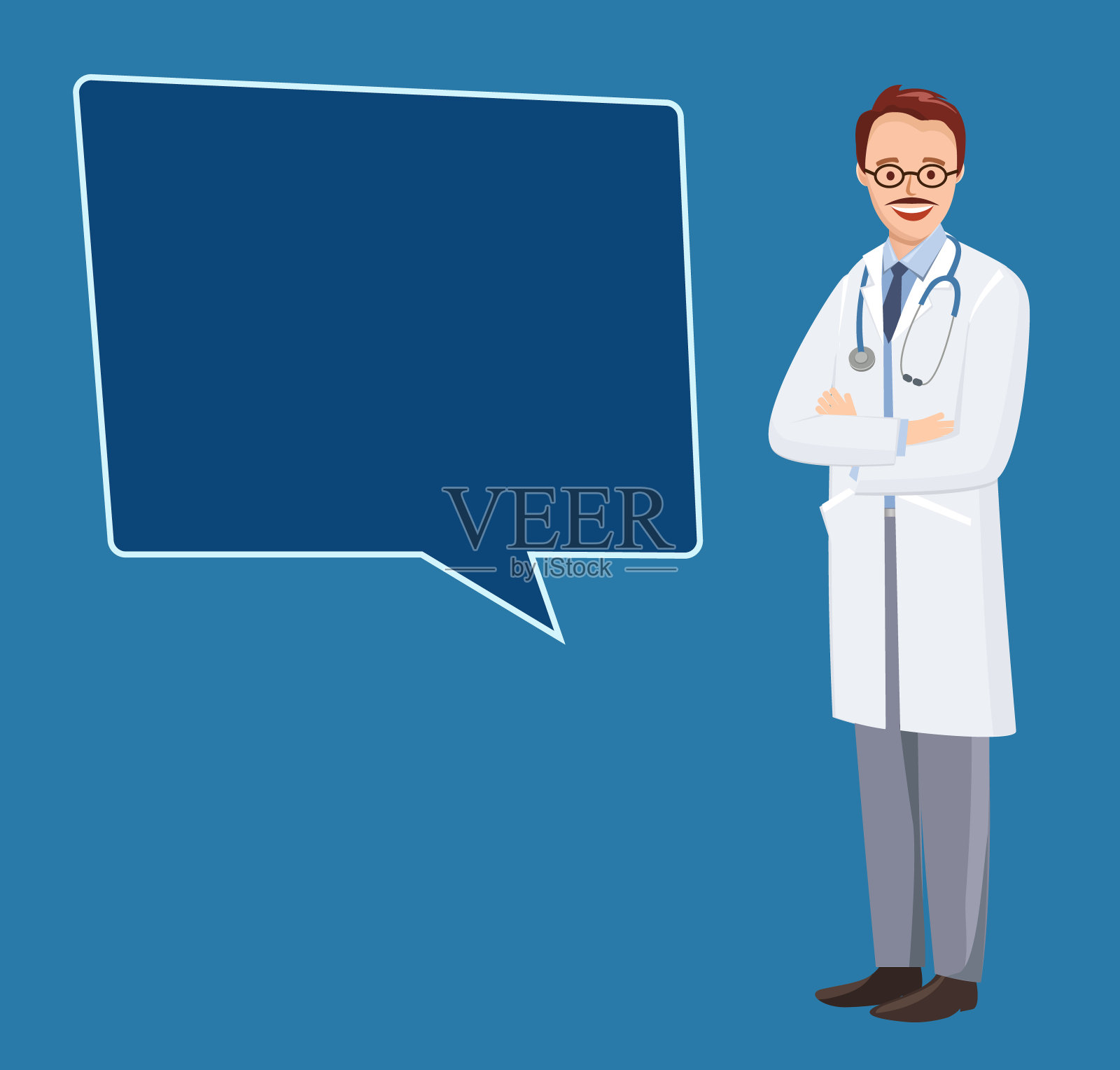 医生，深蓝色背景。插画图片素材