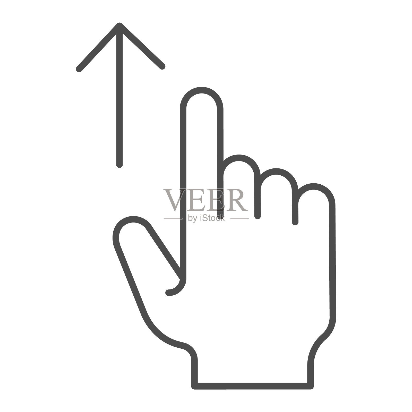 向上滑动细线图标。触摸屏手势矢量插图孤立在白色。滚动手势轮廓风格设计，专为网页和应用设计。Eps 10。图标素材