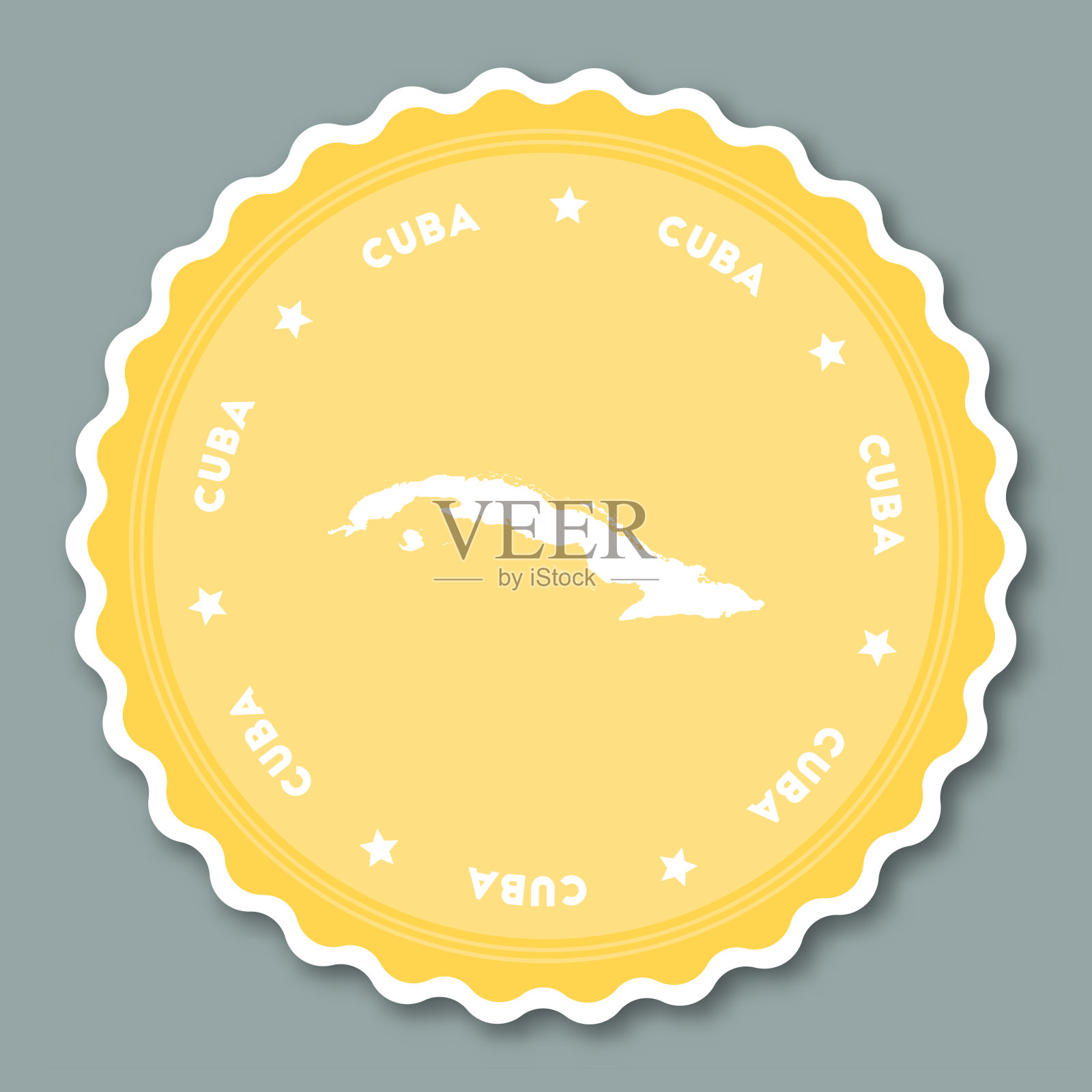 古巴贴纸平面设计。插画图片素材