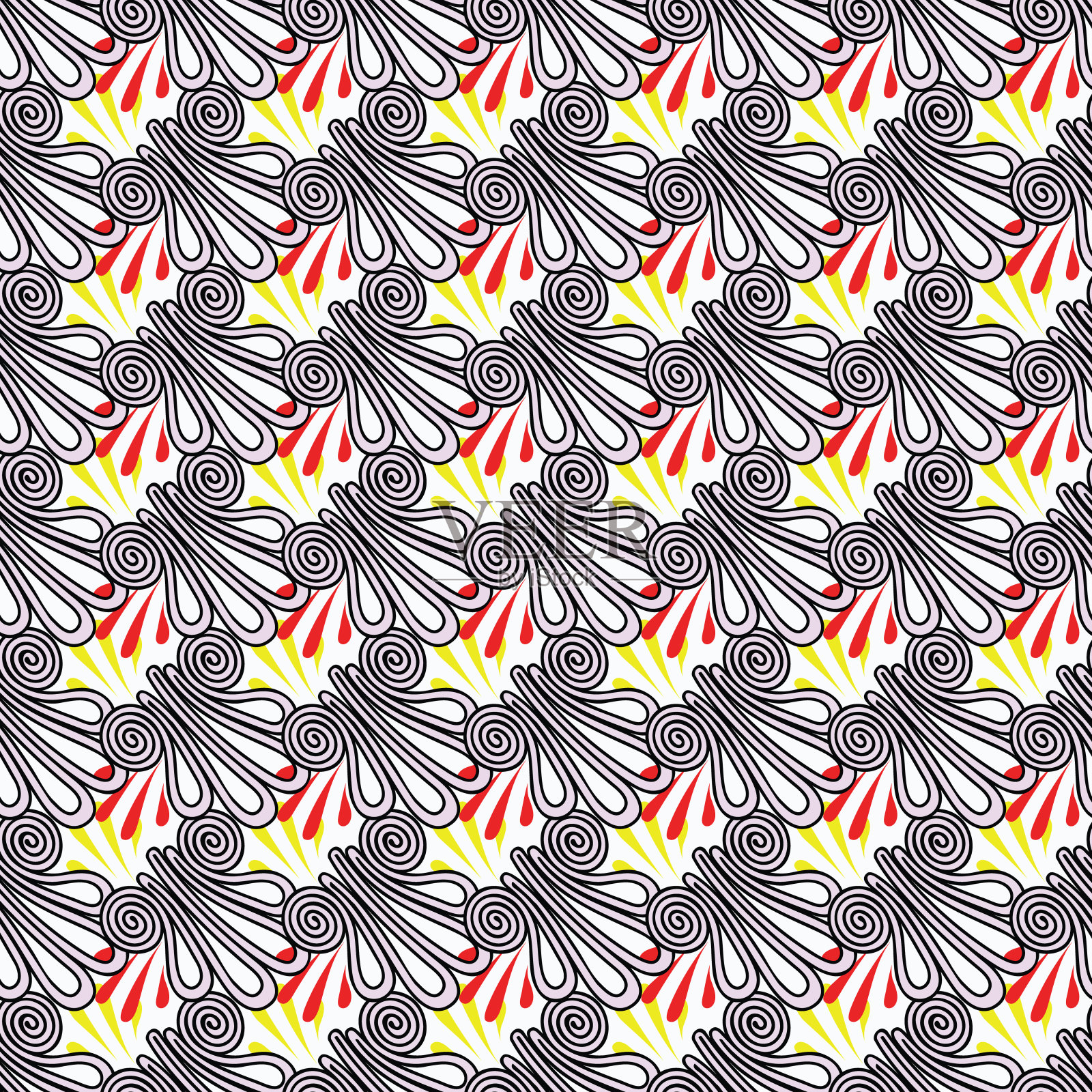 几何无缝模式说明亚洲传统青蛙按钮和叶子。插画图片素材