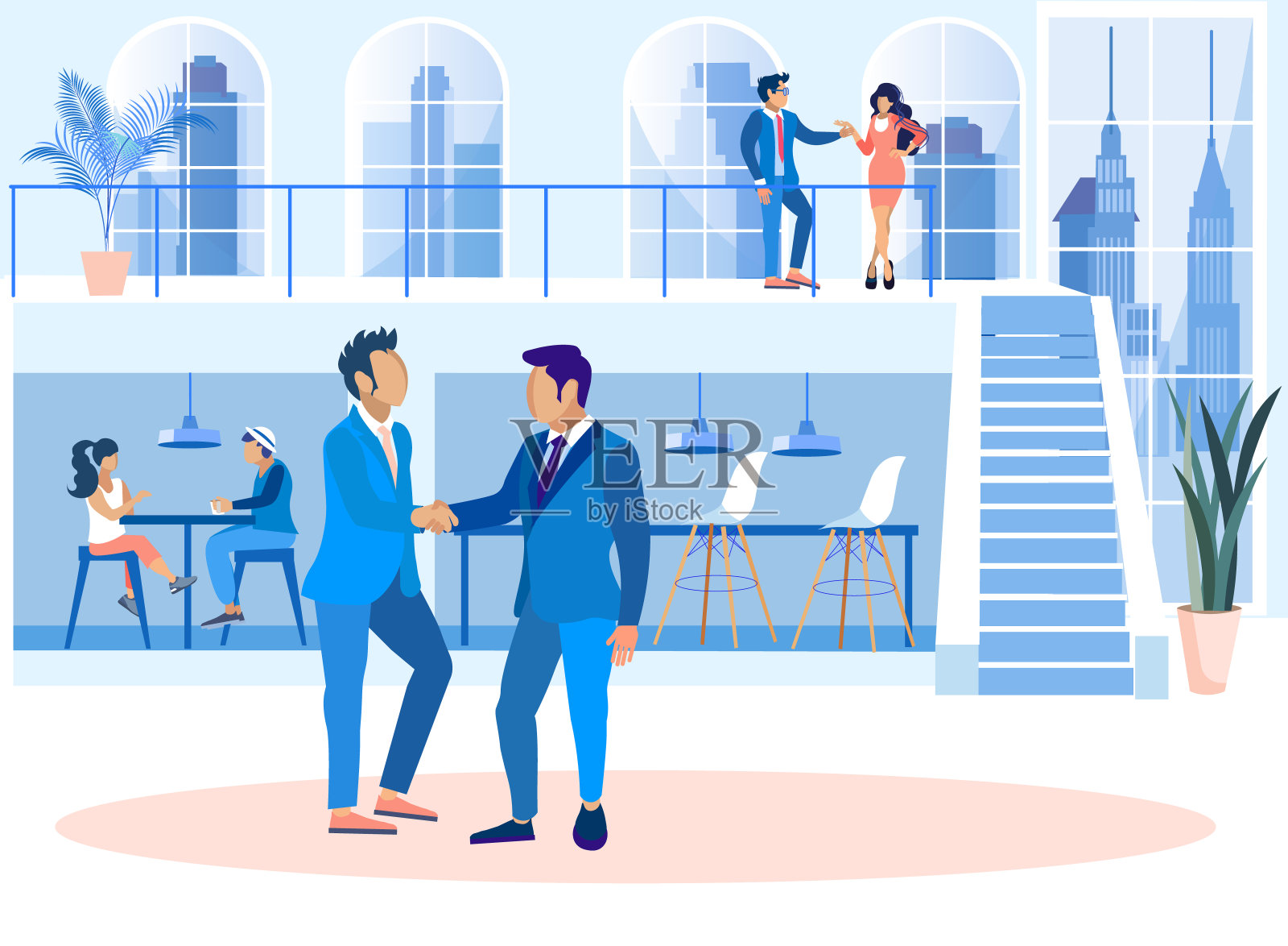 创意共同工作办公室卡通平面横幅插画图片素材