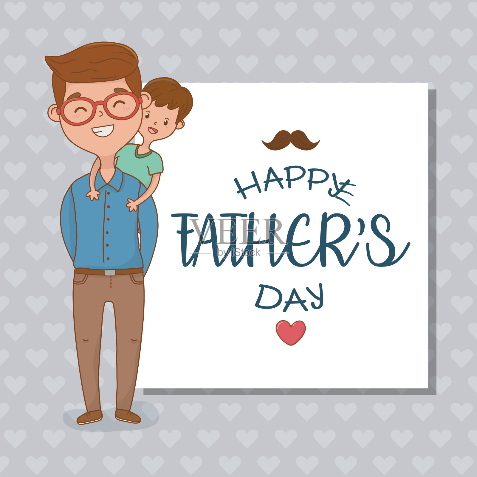 父子性格卡插画图片素材