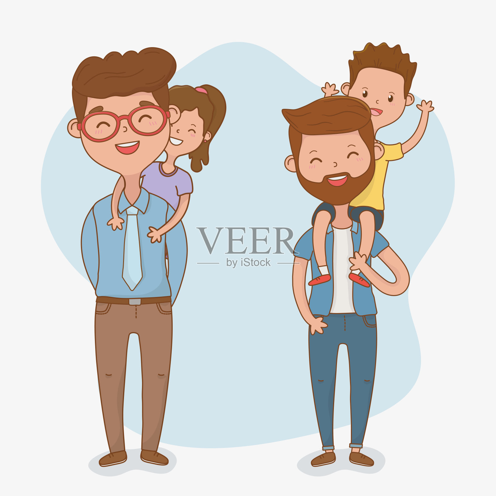 父亲和孩子角色卡插画图片素材