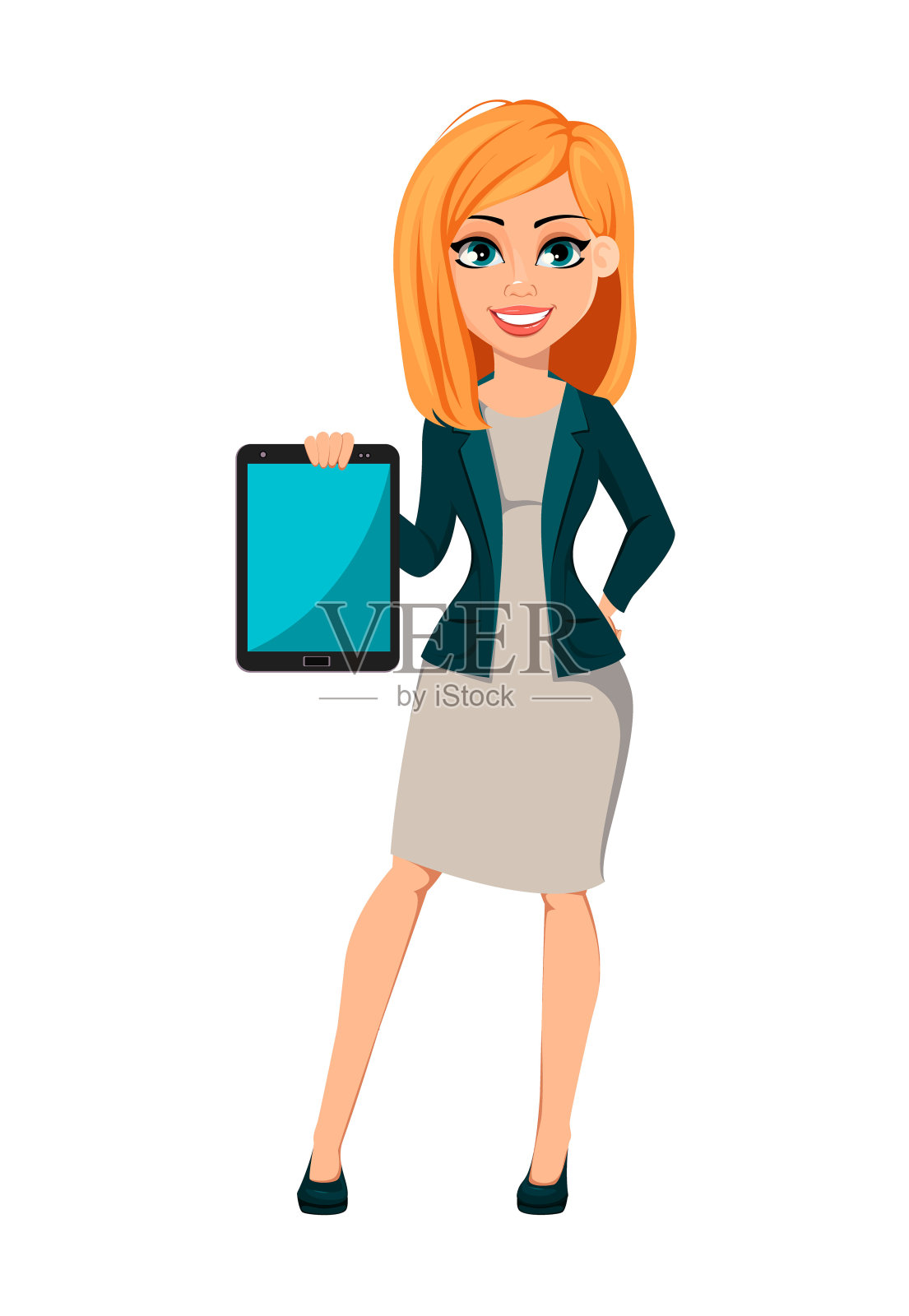 卡通人物金发女商人插画图片素材