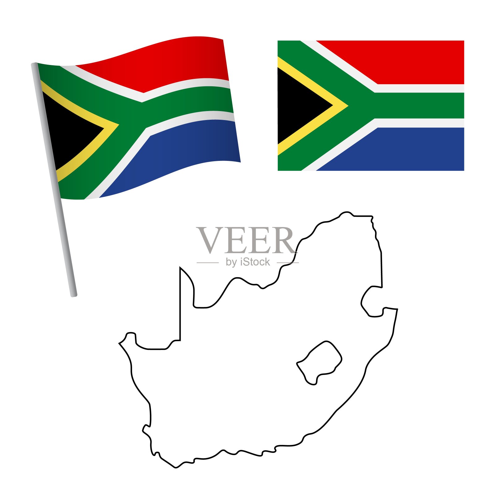 南非国旗和地图插画图片素材