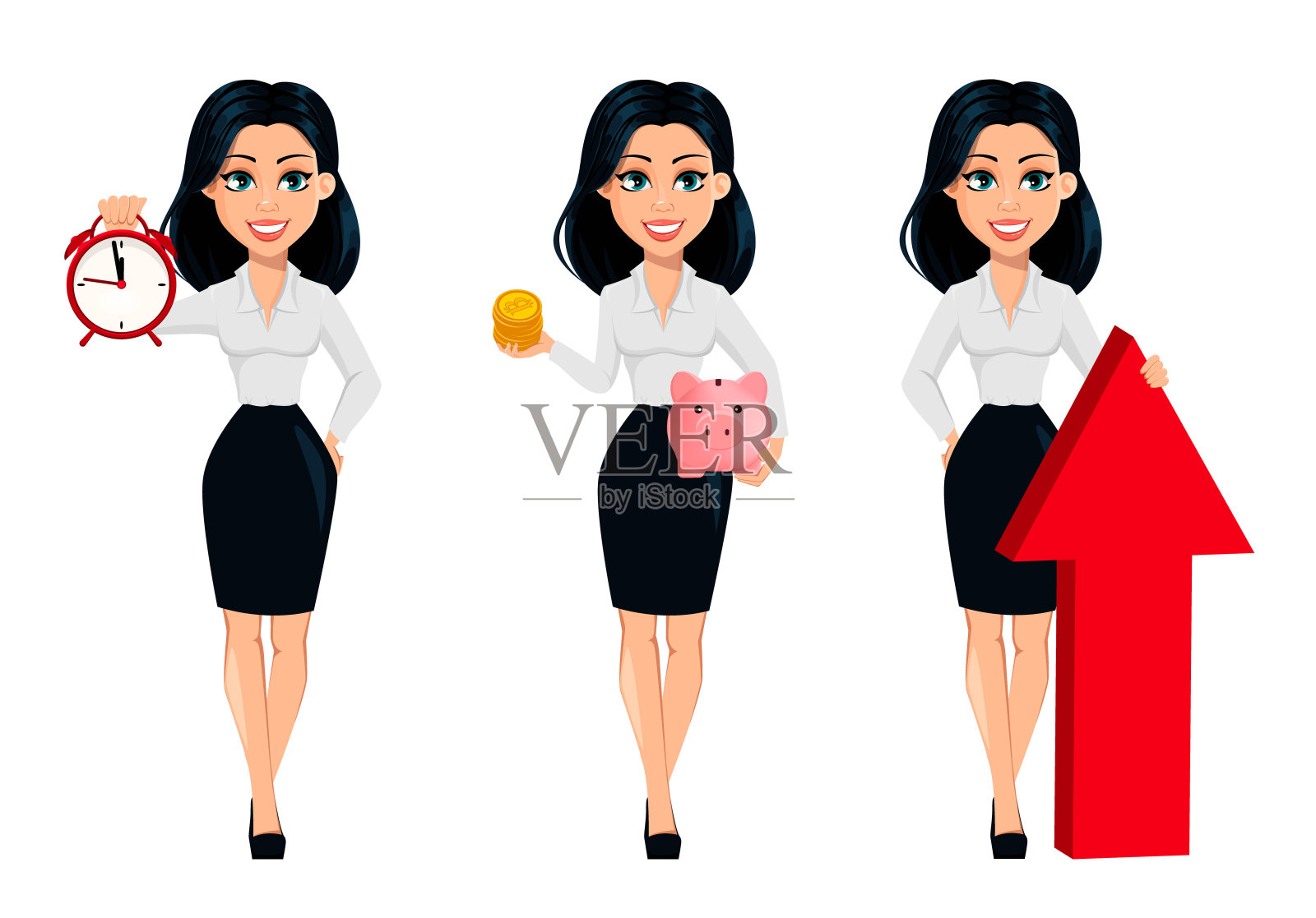 现代年轻商业女性的观念，设定插画图片素材