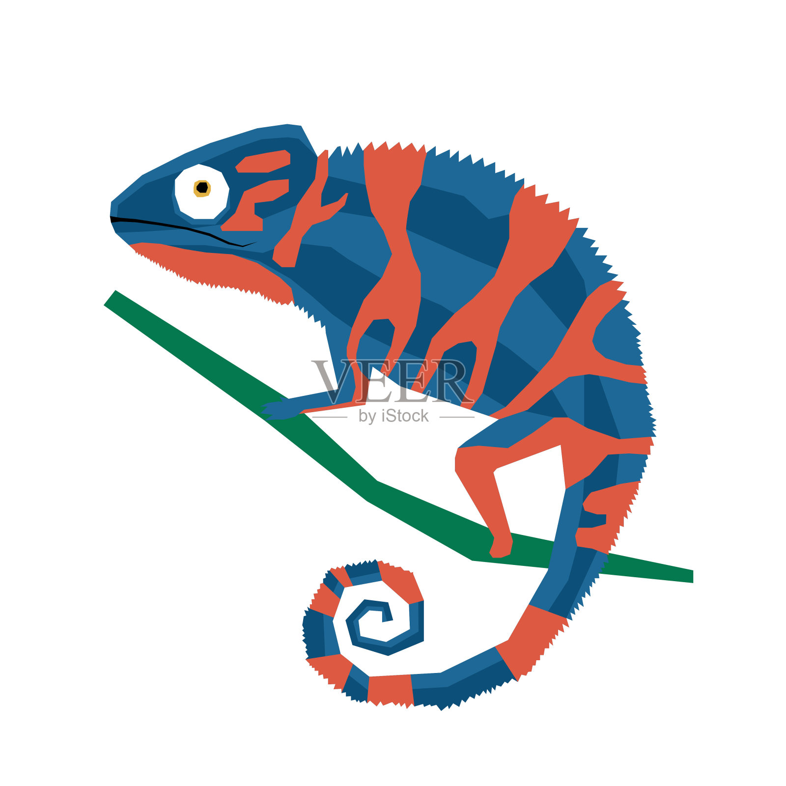 抽象可爱的剪纸变色龙图案背景。设计元素图片