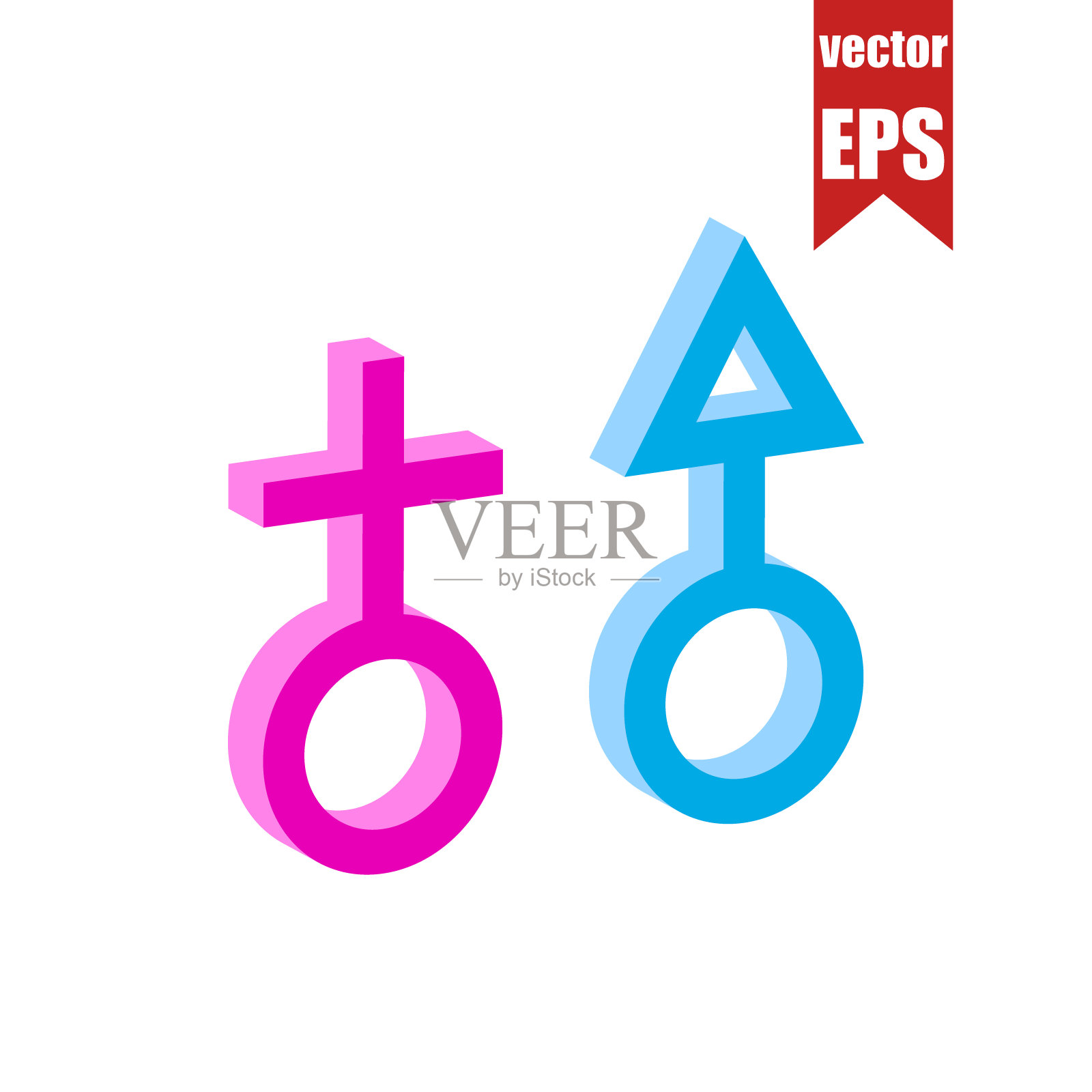 性别符号。等距和3D视图。插画图片素材