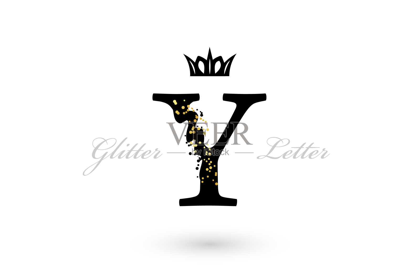 豪华Y的信。带有人物元素和金色点缀的矢量标志插画图片素材