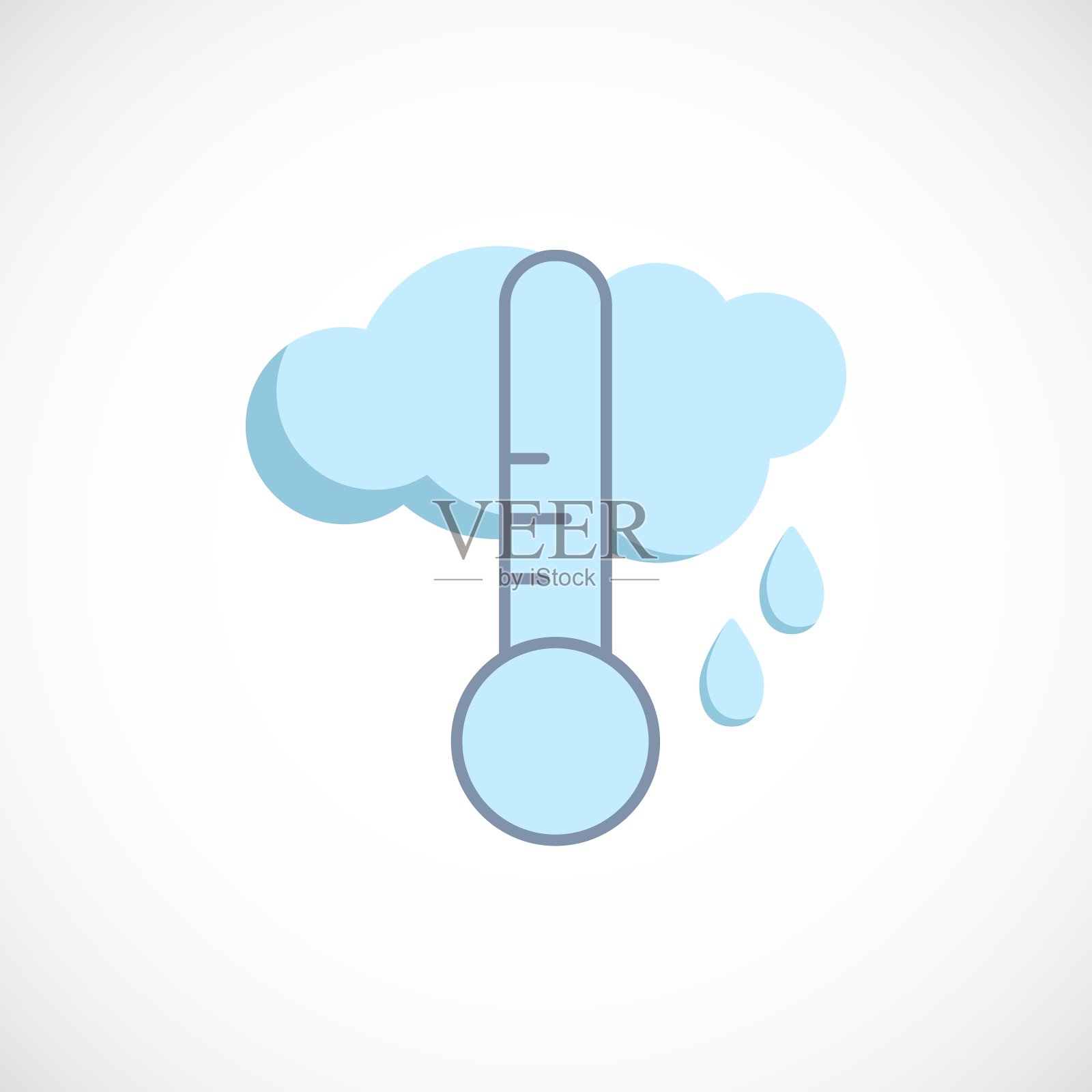 现代平面预报图标上有白色的阴雨天气。插画图片素材