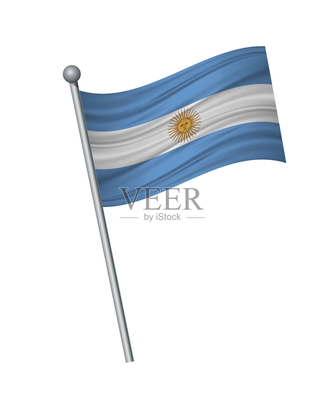 旗帜在旗杆上飘扬，官方颜色和比例正确。矢量插图孤立在白色背景。插画图片素材