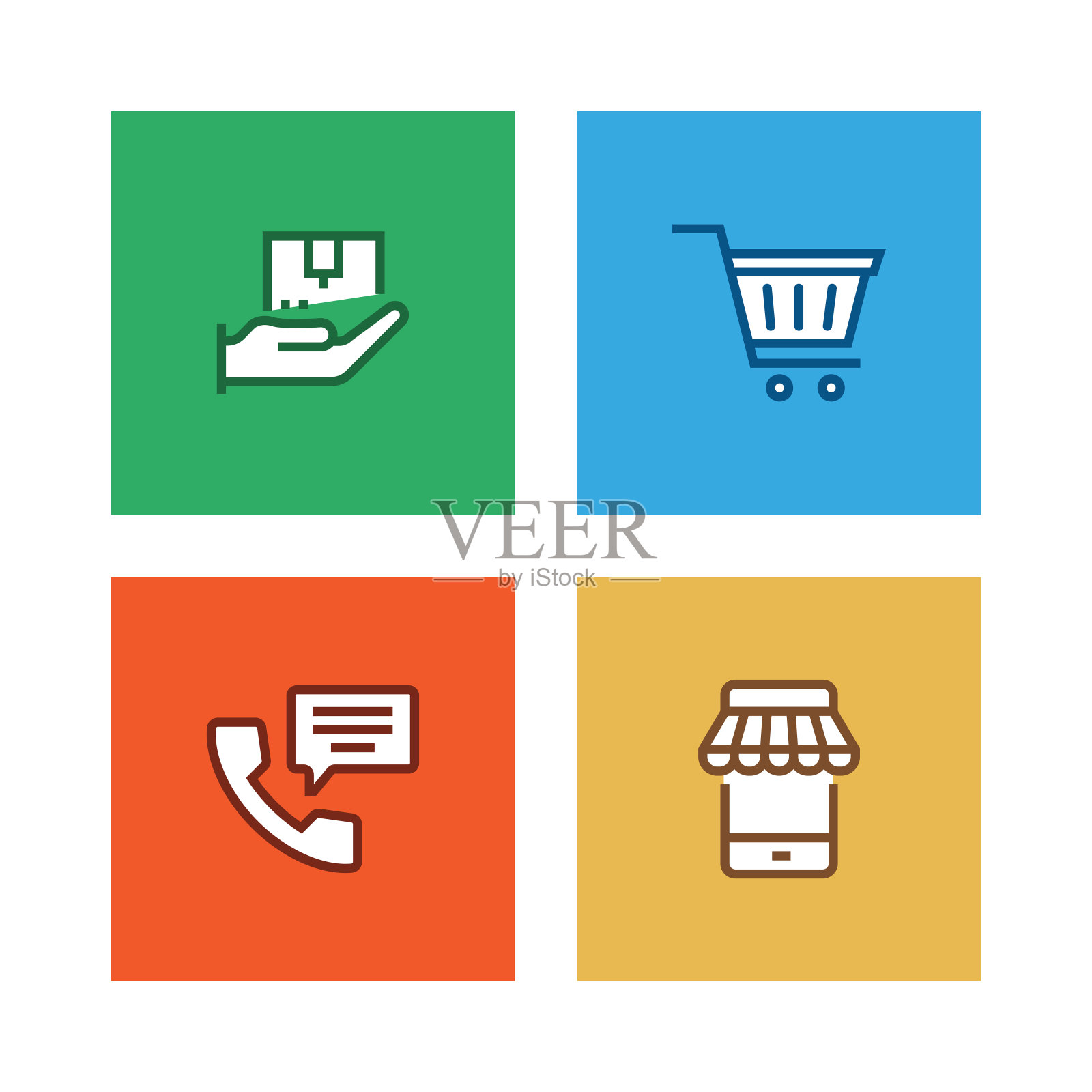 电子商务线图标集插画图片素材