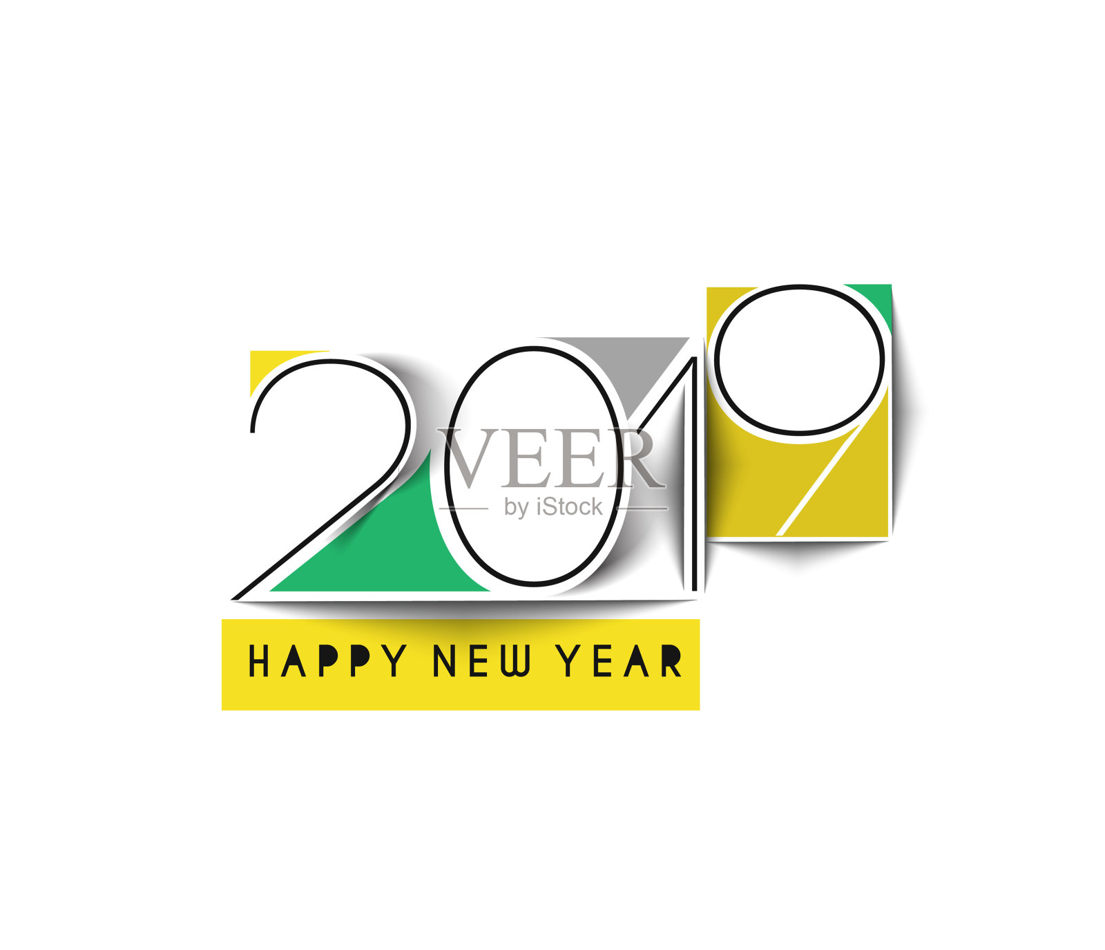 2019年新年快乐文本设计模式，矢量插图。插画图片素材