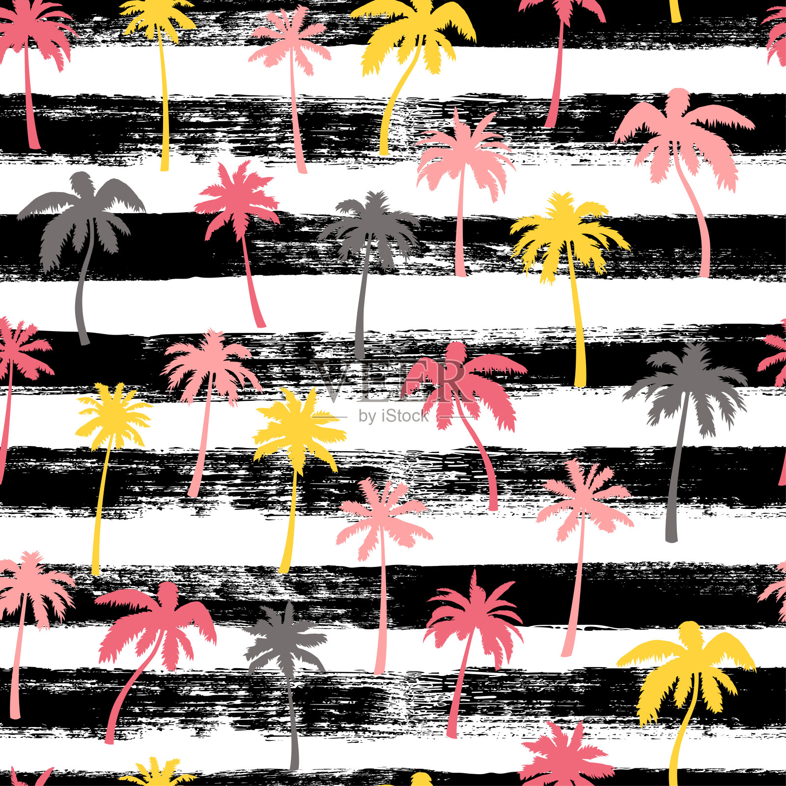 无缝的图案，矢量棕榈树条纹。插画图片素材