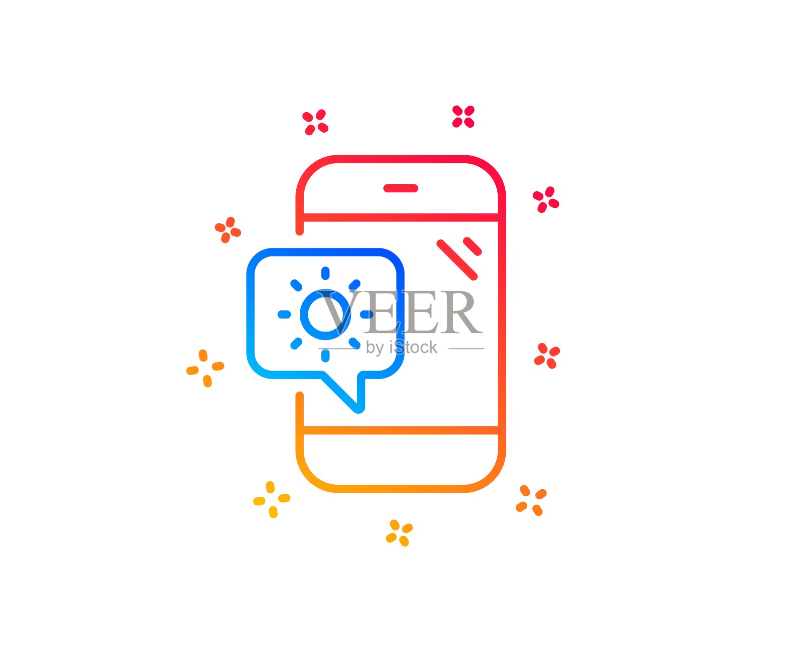 天气电话线路图标。旅行设备标志。向量图标素材