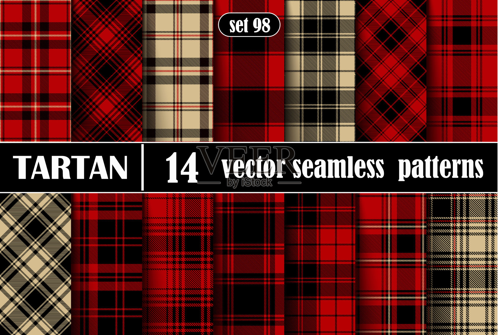 格子呢格子无缝图案背景插画图片素材