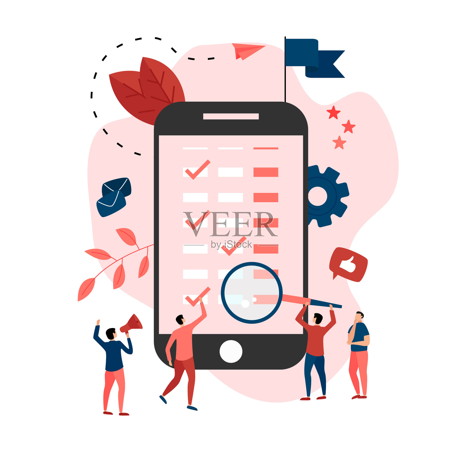 平板设计的业务日历在手机上的事件，提醒和计划插画图片素材