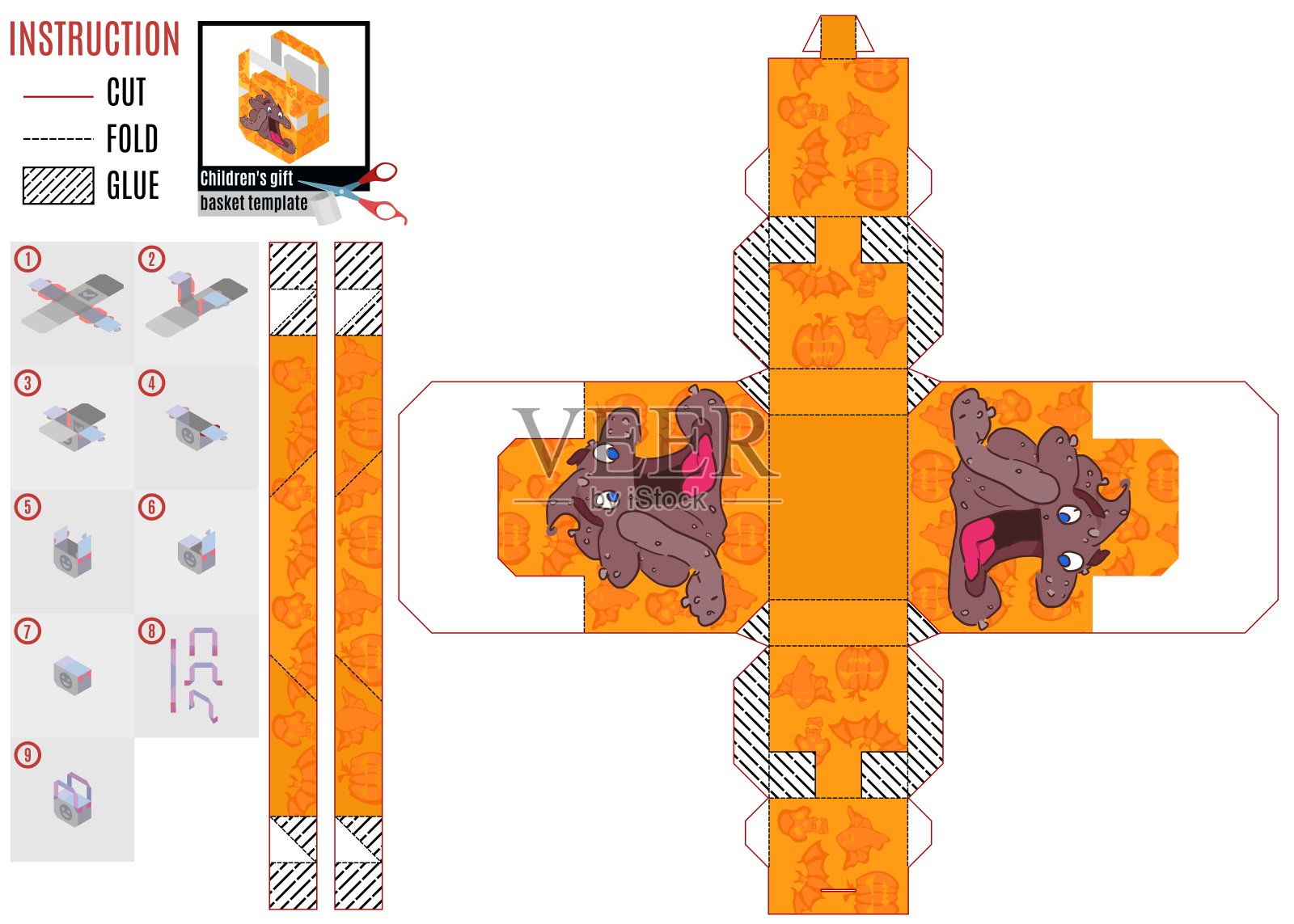 打印盒模板宝宝便便快乐的孩子插画图片素材